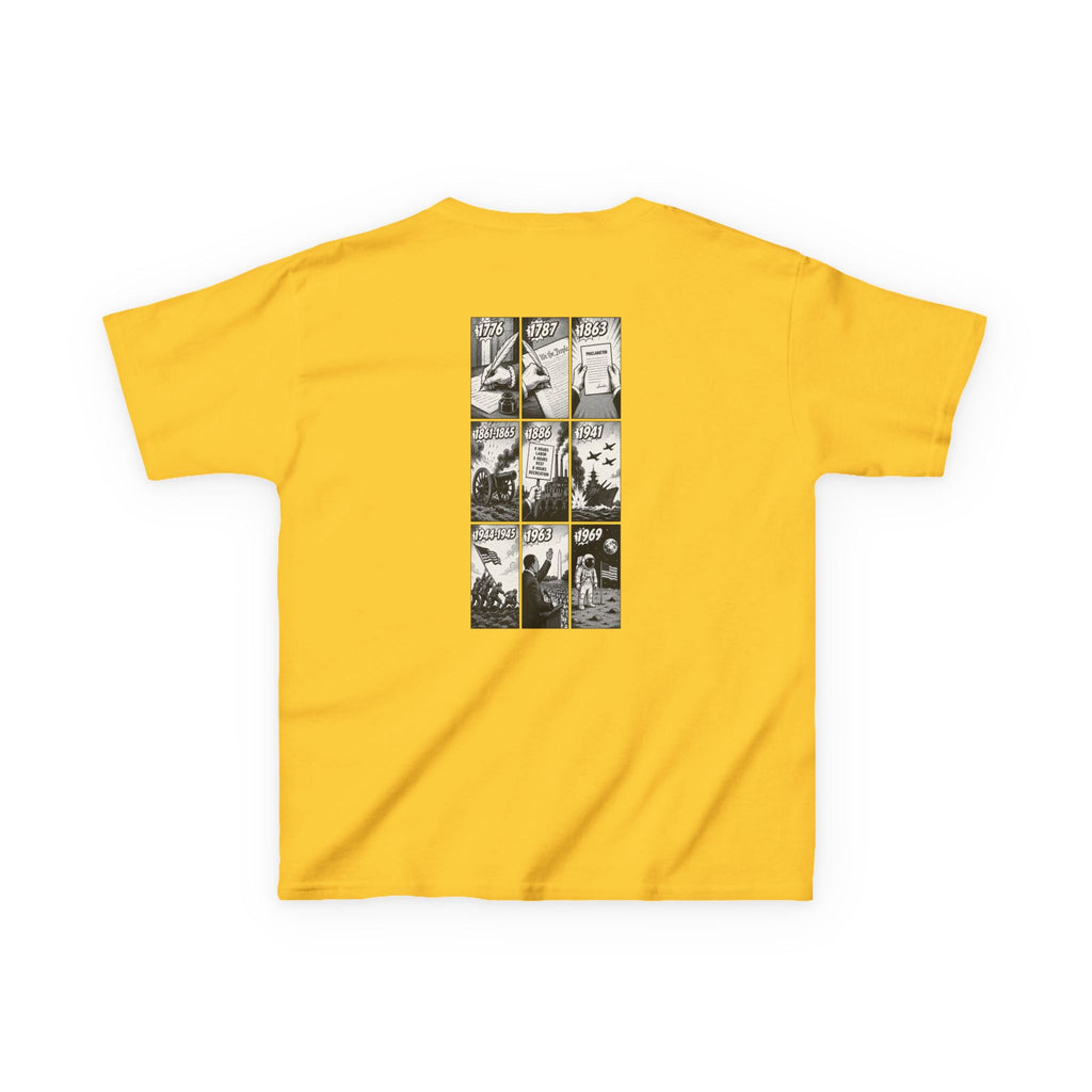 America Comic Book History Kids Tee Printify