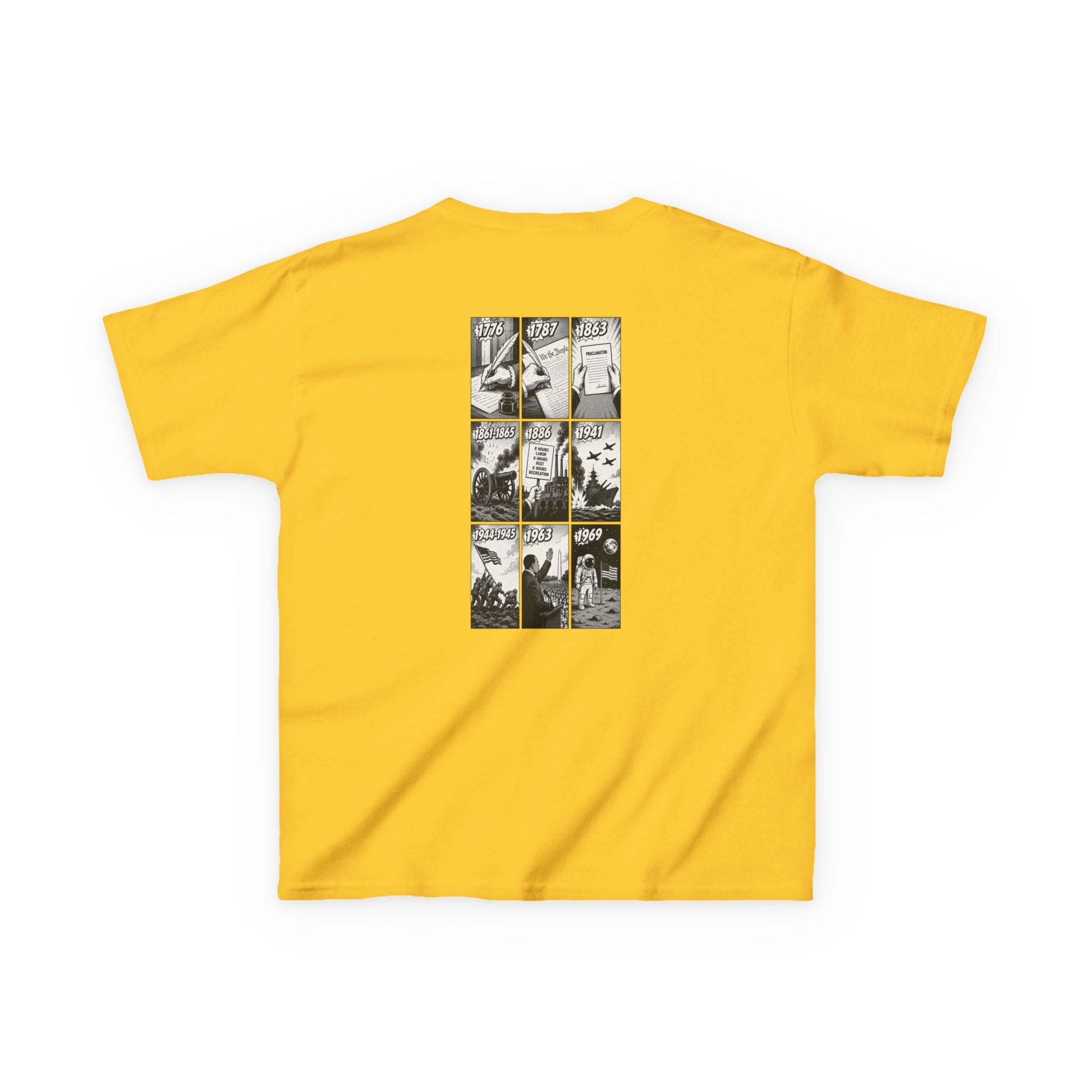 America Comic Book History Kids Tee Printify