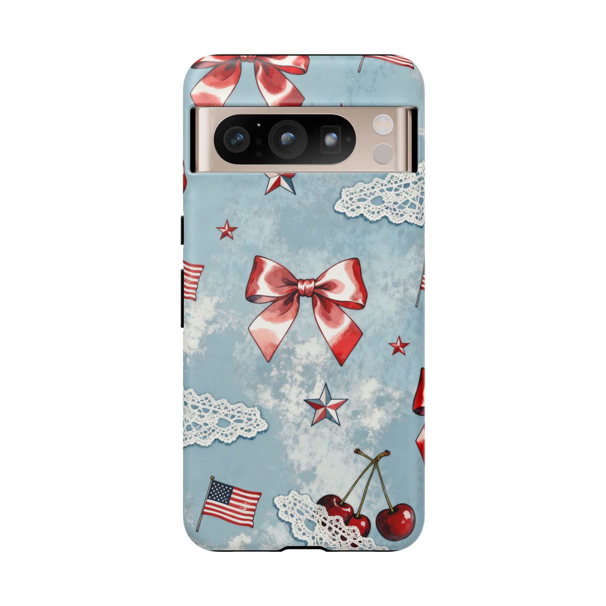 Americana Coquette Cherry Bow Phone Case Printify