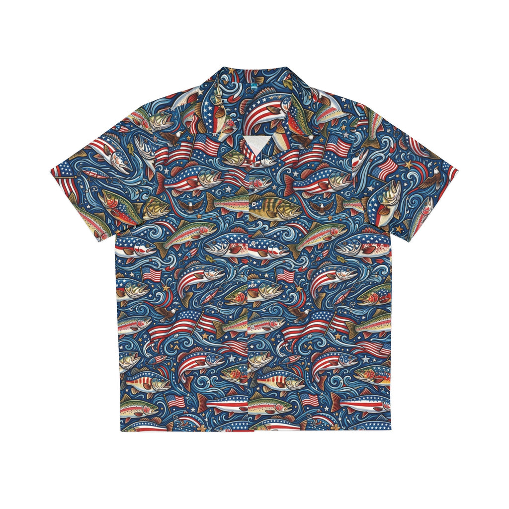American Bass Hawaiian Shirt — Men's Tropical Fishing Printify