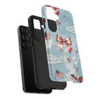 Americana Coquette Cherry Bow Phone Case Printify