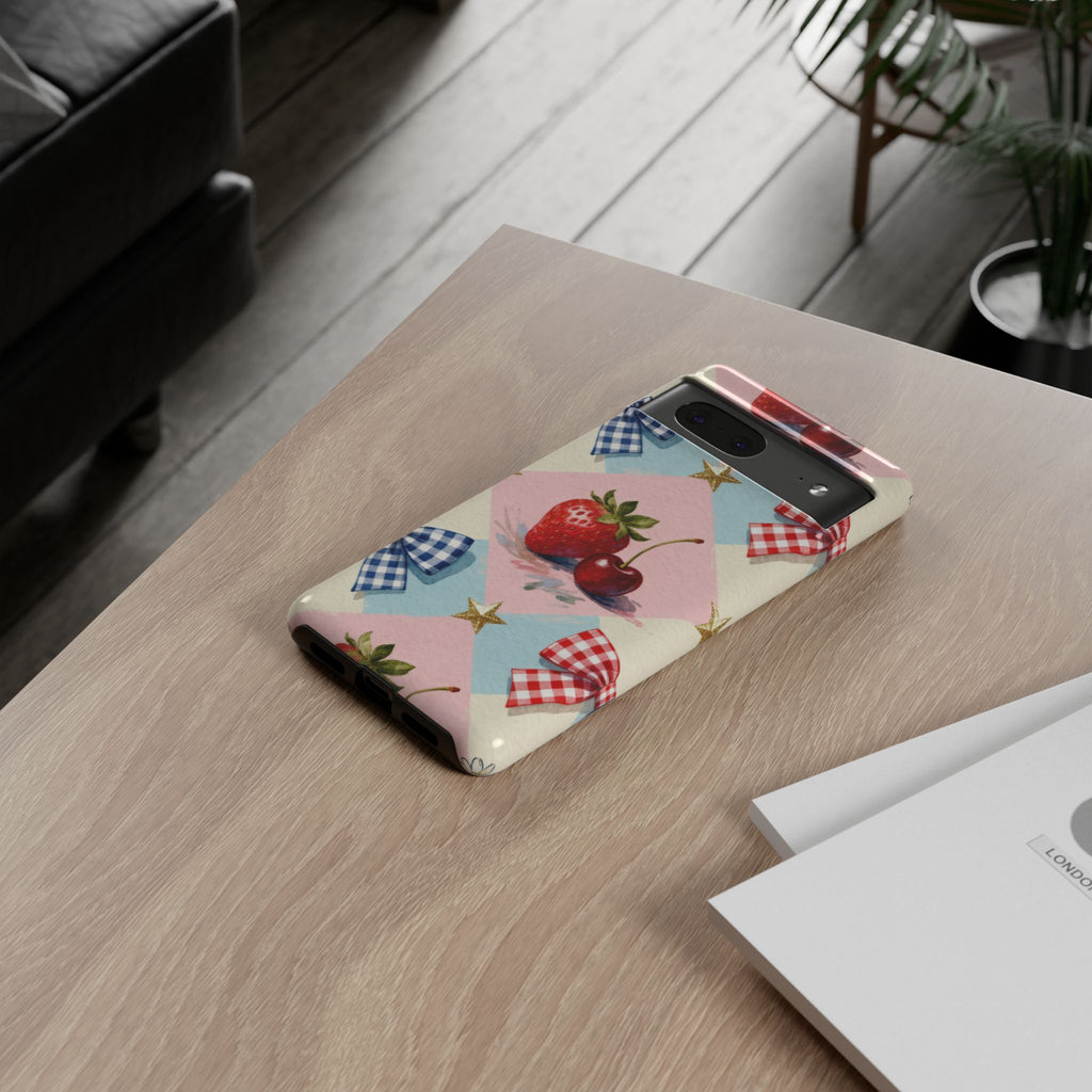 Americana Coquette Cherry Picnic Phone Case Printify