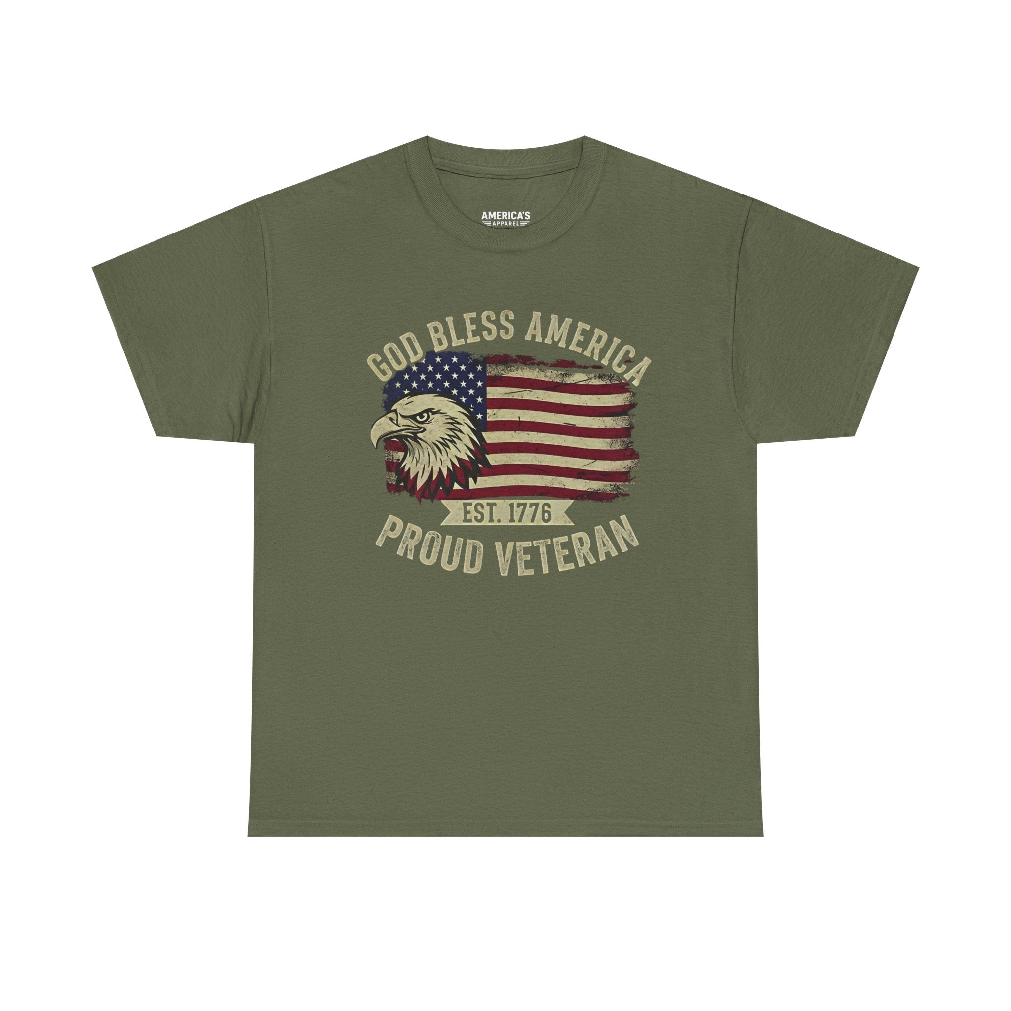 God Bless America Veterans Edition Patriotic T-Shirt – Vintage Eagle Flag Tee Printify