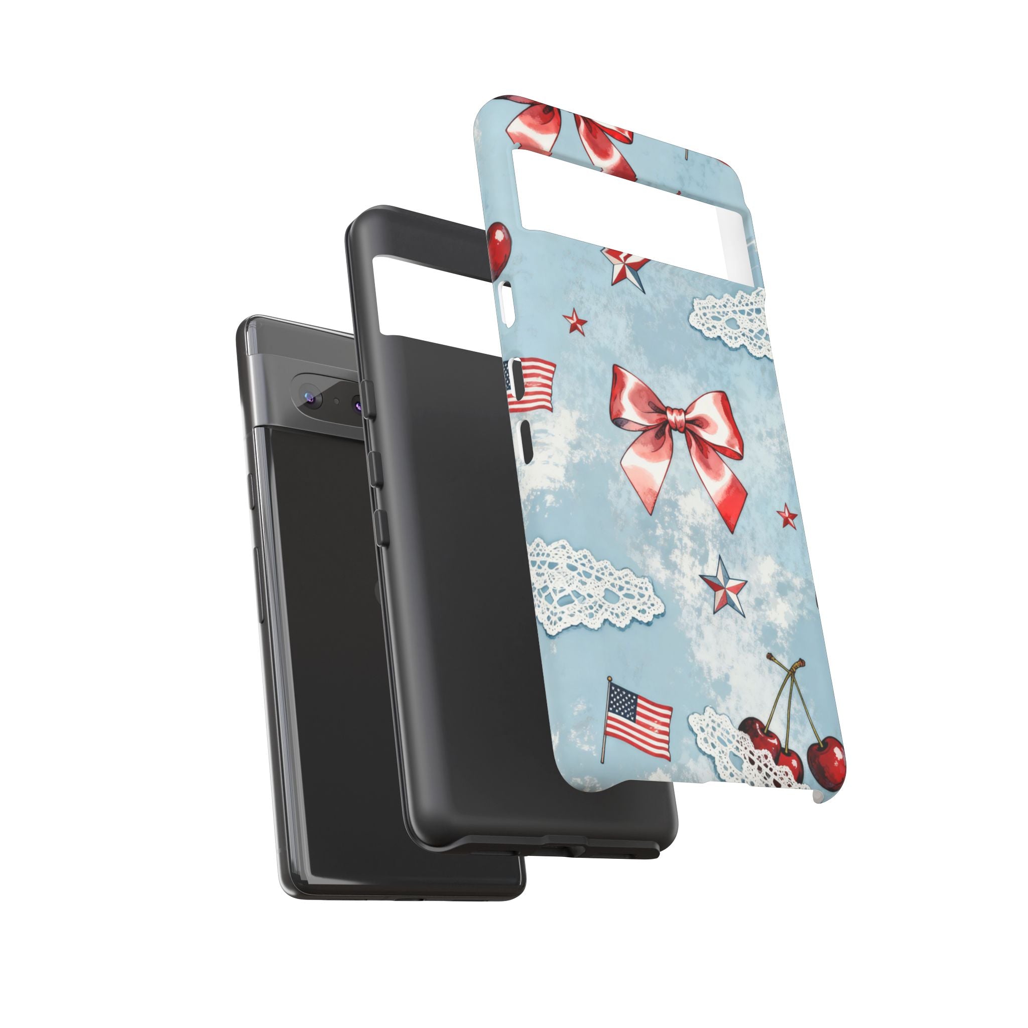 Americana Coquette Cherry Bow Phone Case Printify