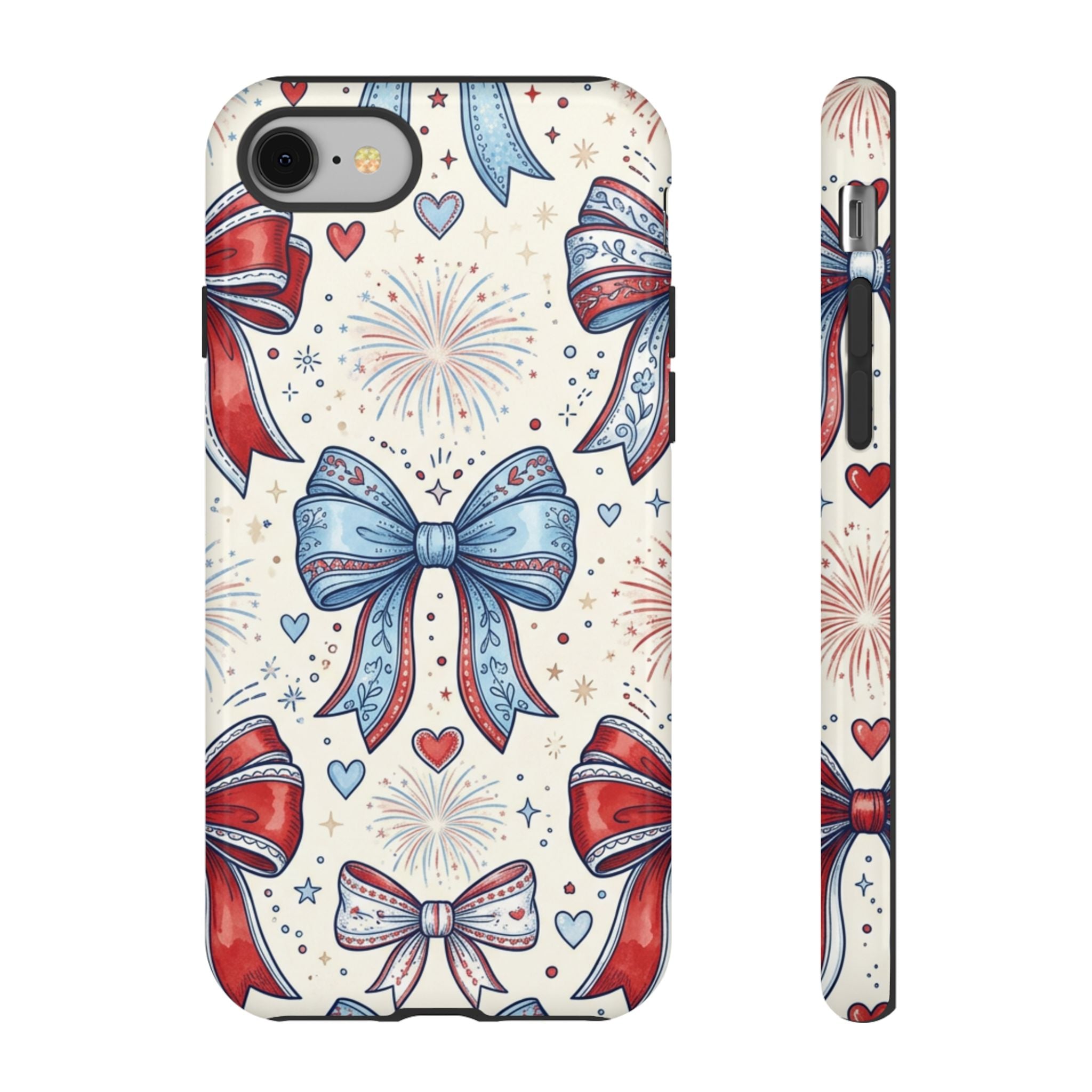 Patriotic Coquette Bows Phone Case – Americana Ribbon & Fireworks Design Printify