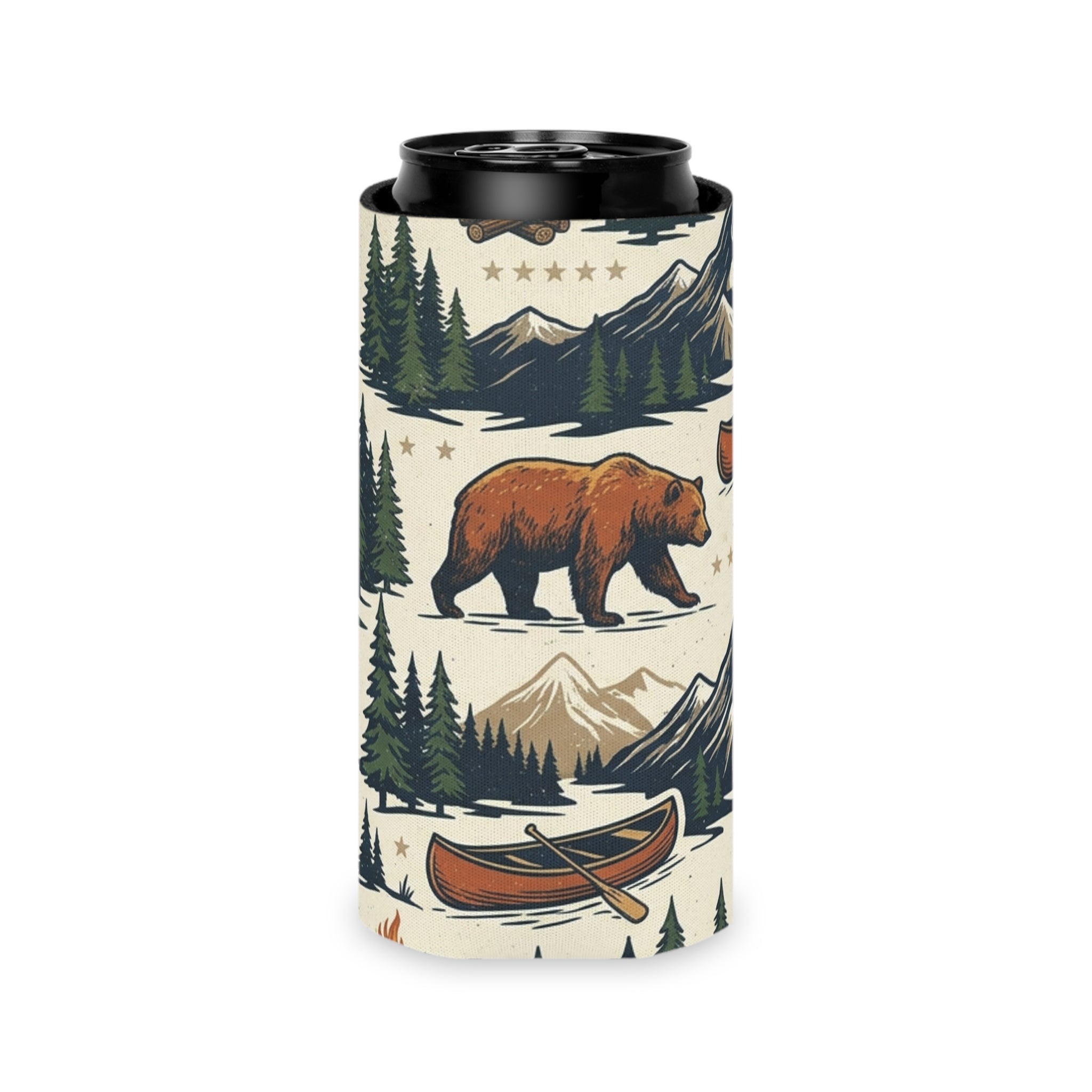 Mountain Wilderness Bear Can Cooler Printify