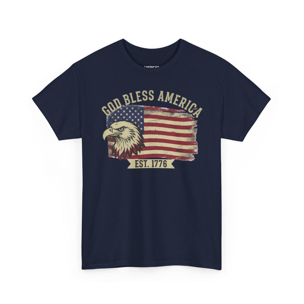 God Bless America 1776 Patriotic T-Shirt – Vintage Eagle Flag USA Tee Printify