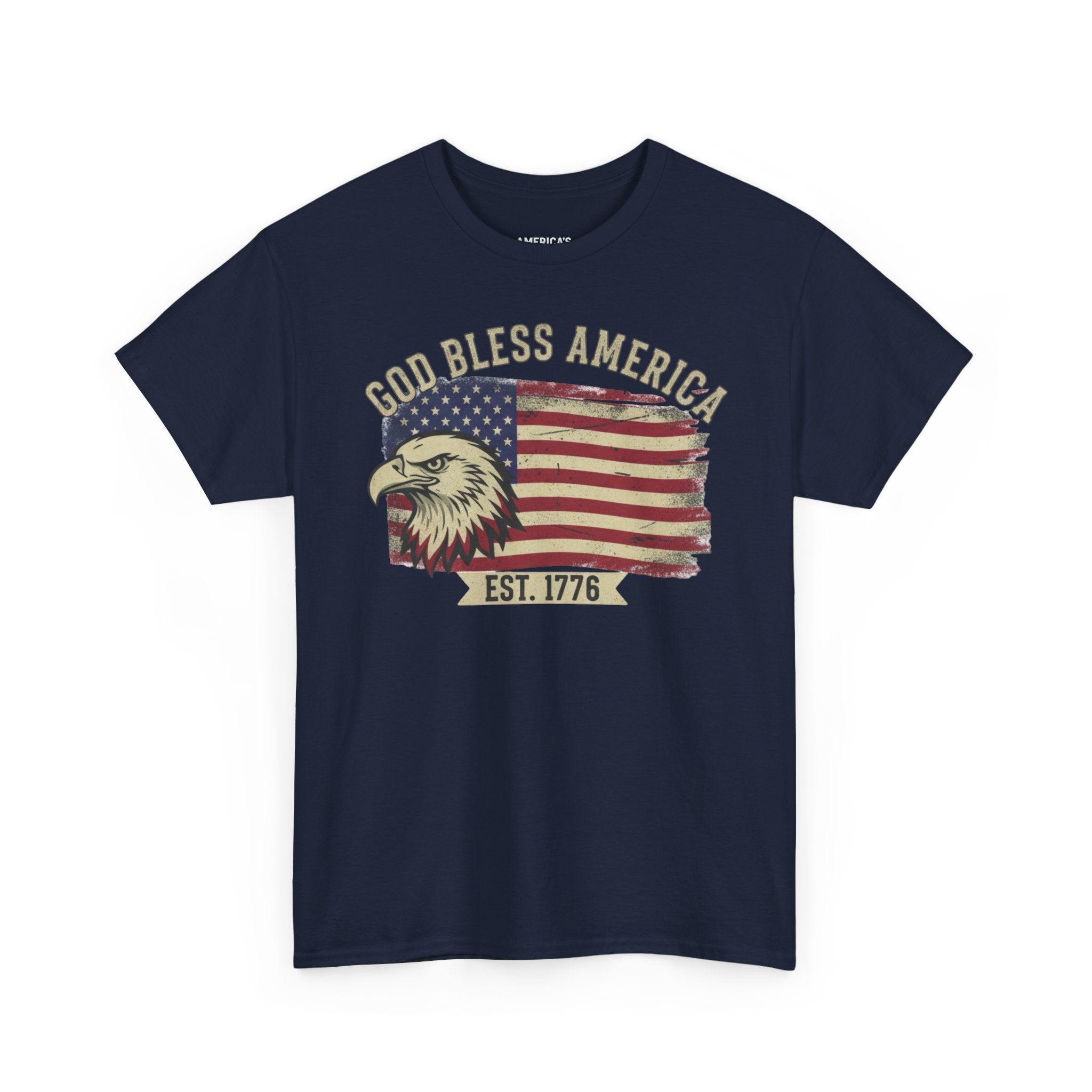 God Bless America 1776 Patriotic T-Shirt – Vintage Eagle Flag USA Tee Printify