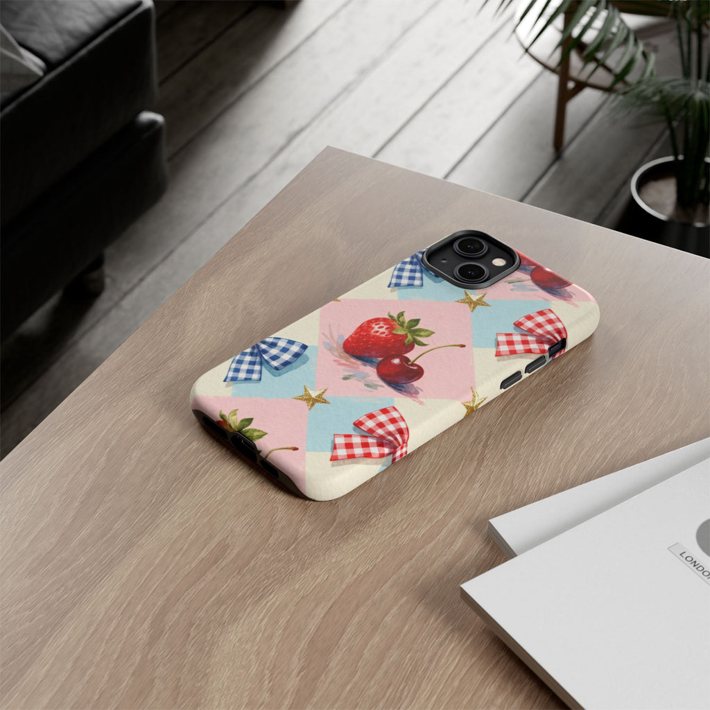Americana Coquette Cherry Picnic Phone Case Printify