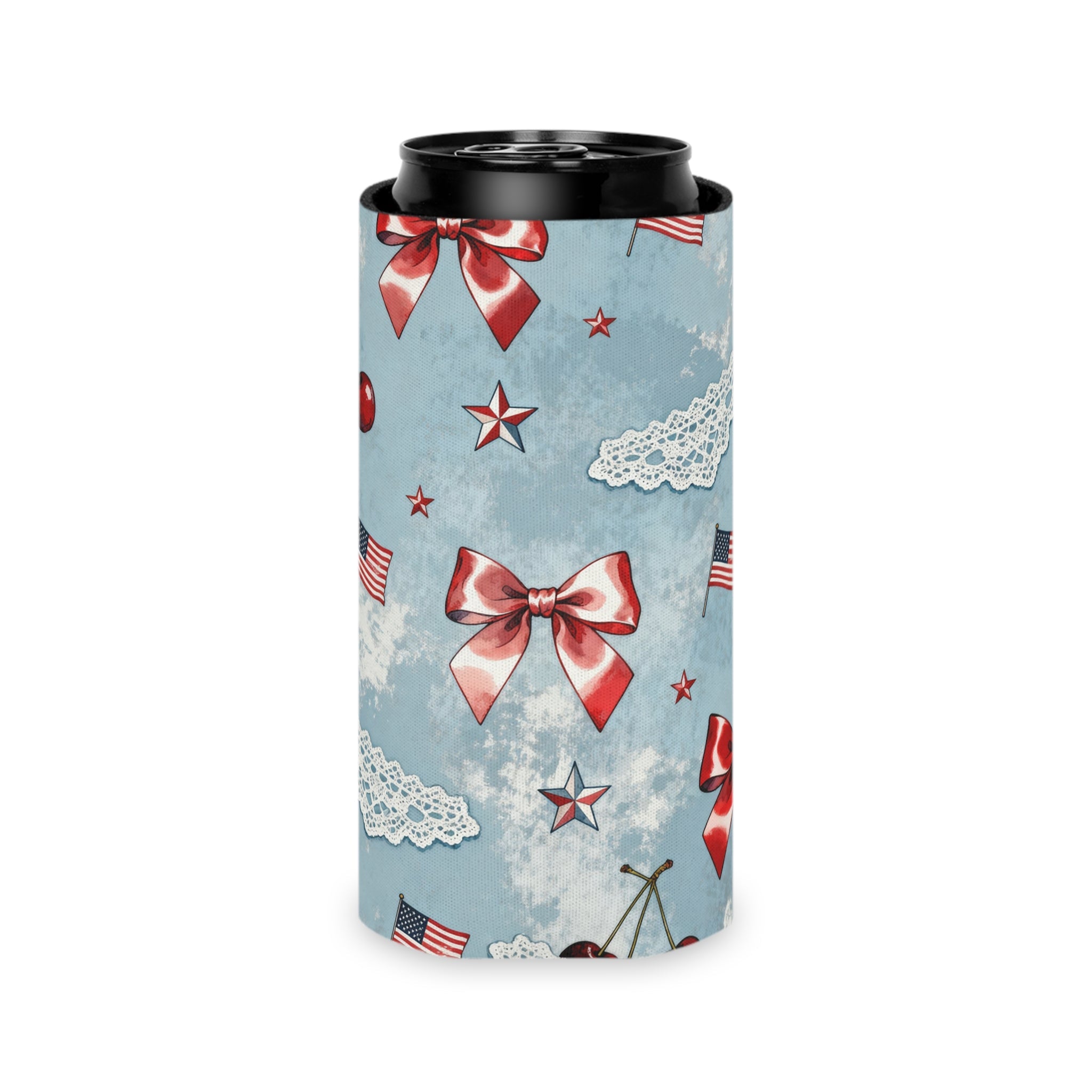 Americana Coquette Bow Can Cooler Printify