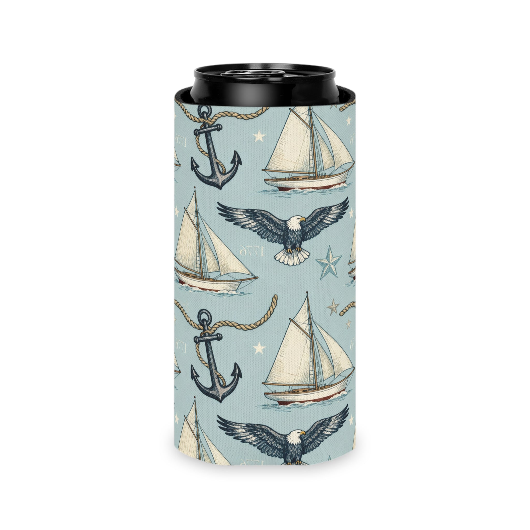 Nautical Freedom Sailboat Can Cooler Printify