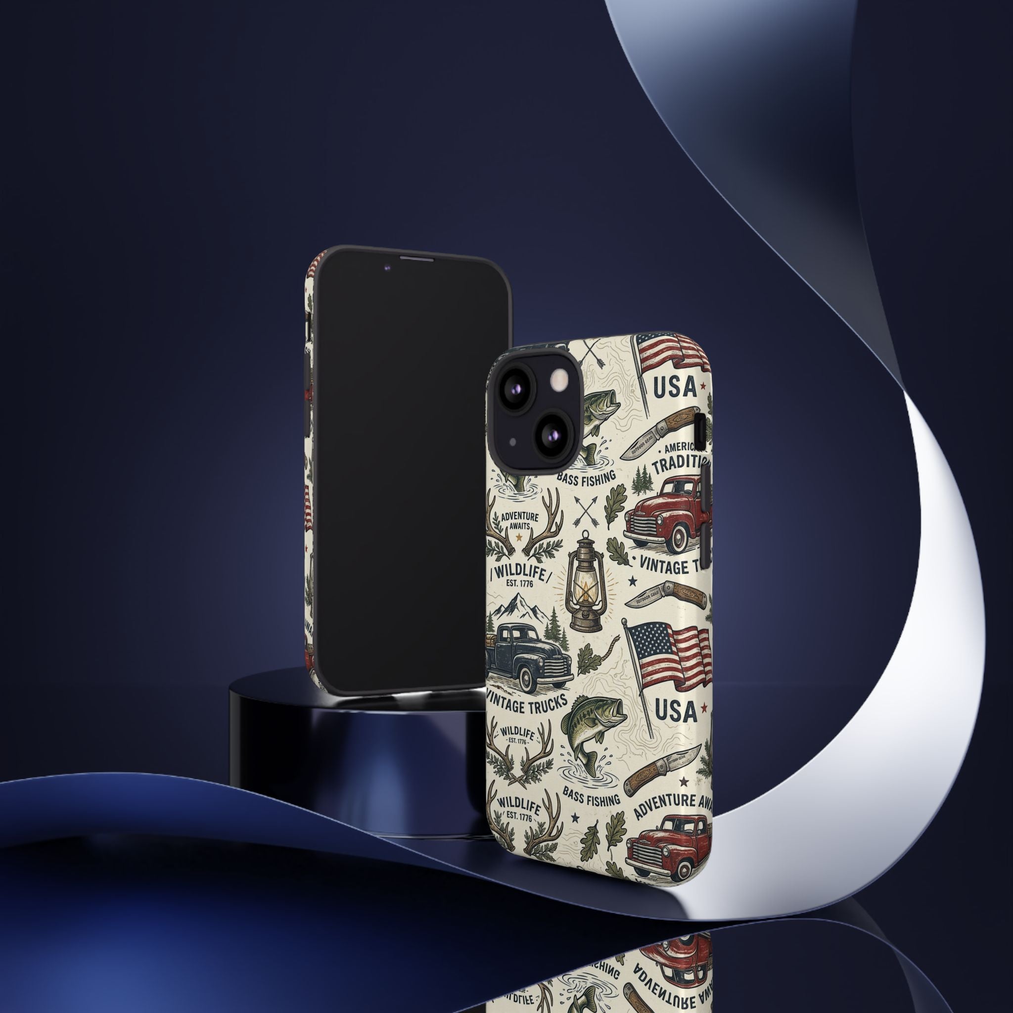 Patriotic Outdoors Phone Case – Bass Fishing & Vintage Americana Case Printify