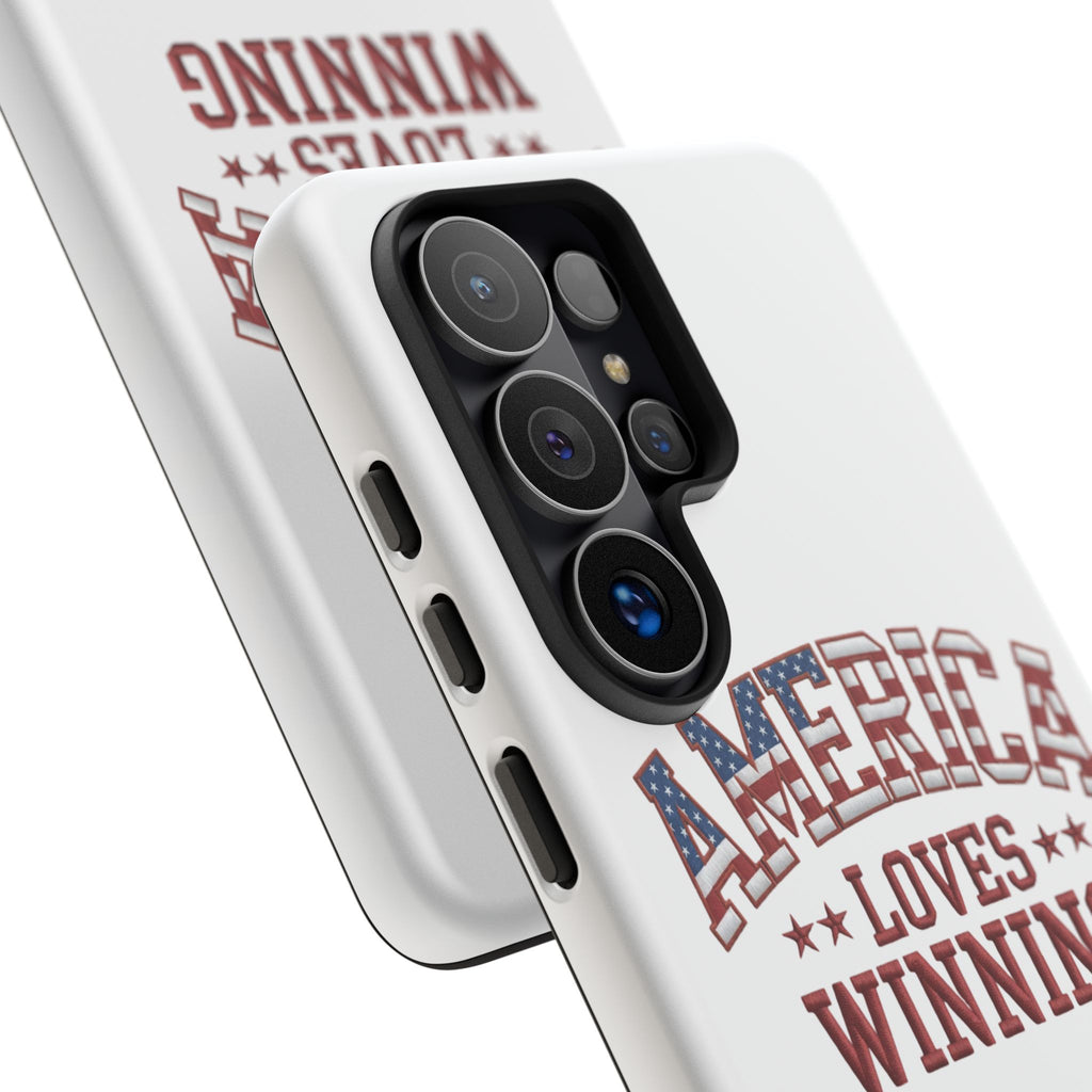 America Loves Winning Patriotic Phone Case – Tough Dual Layer iPhone & Samsung Galaxy S26 Case