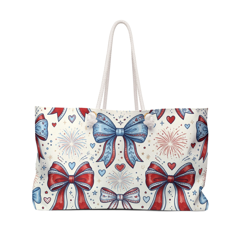Patriotic Bows & Fireworks Weekender Tote Printify
