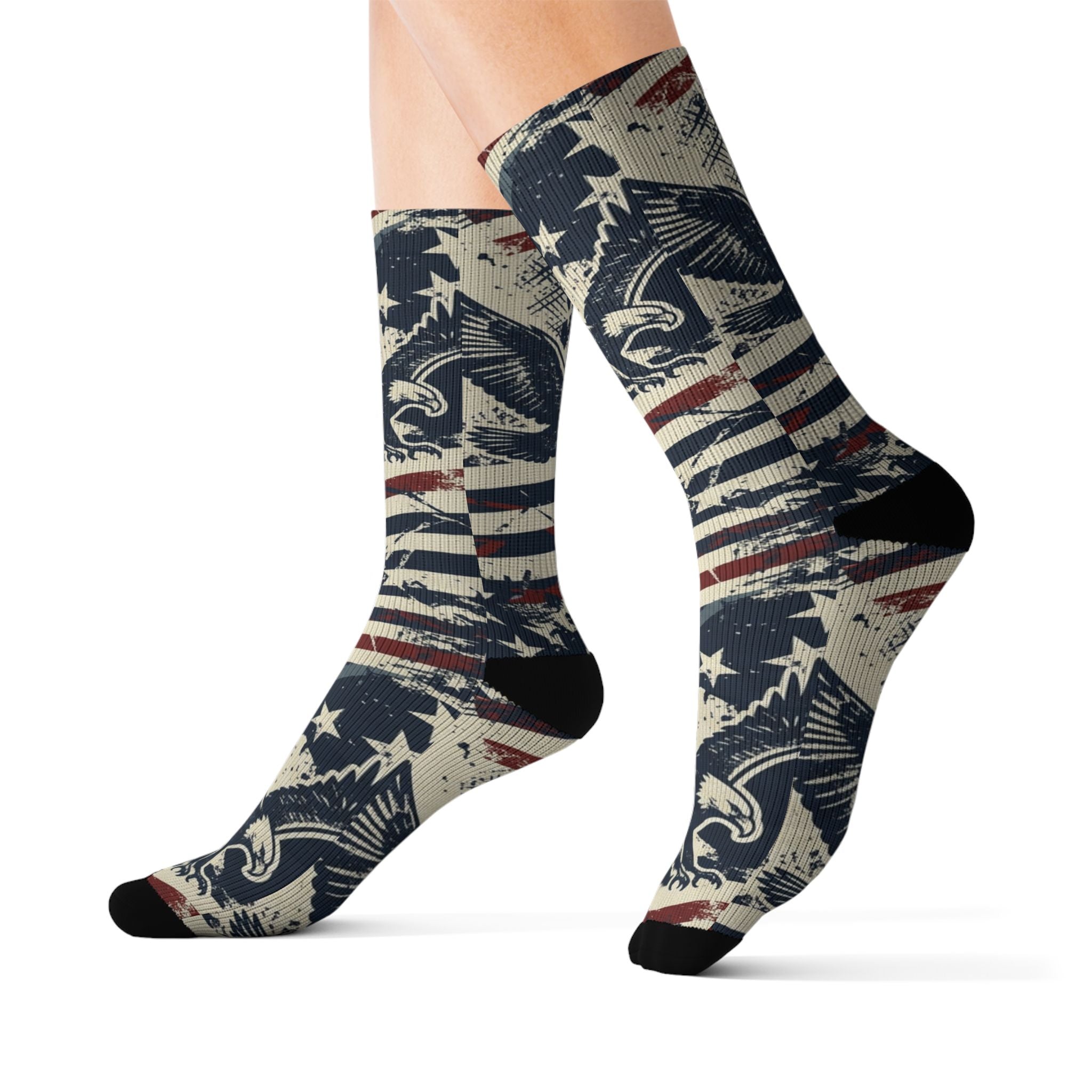 Freedom Eagle Crew Socks – Vintage Patriotic American Eagle Socks Printify