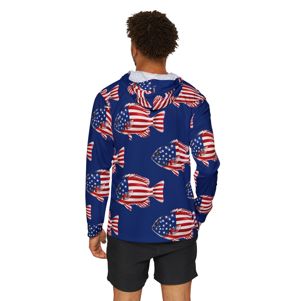 Stars & Stripes Bluegill Performance Hoodie – Patriotic Fishing Hooded Shirt Printify