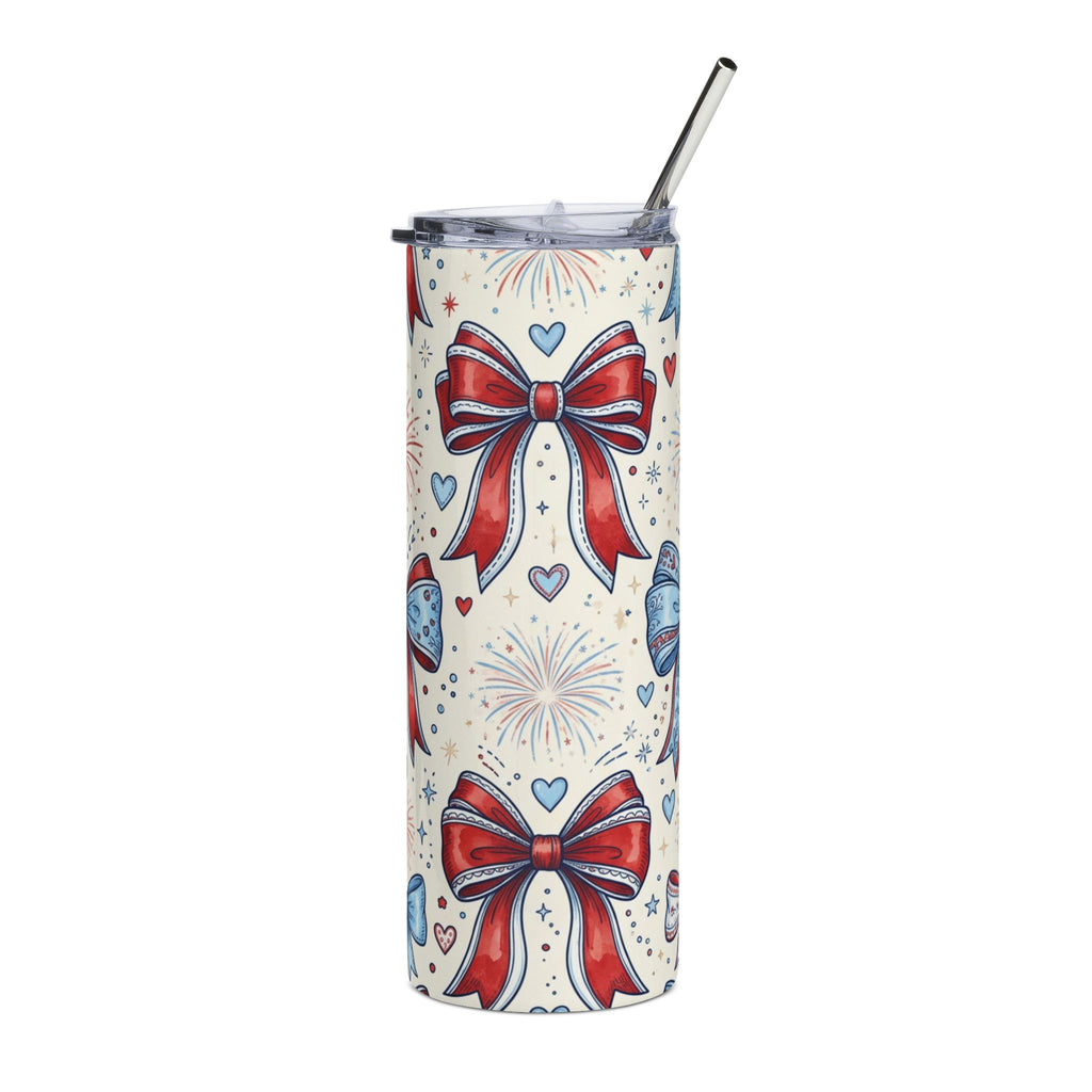 20oz Stainless Steel Tumbler — Bows, Fireworks & Hearts Design Printify