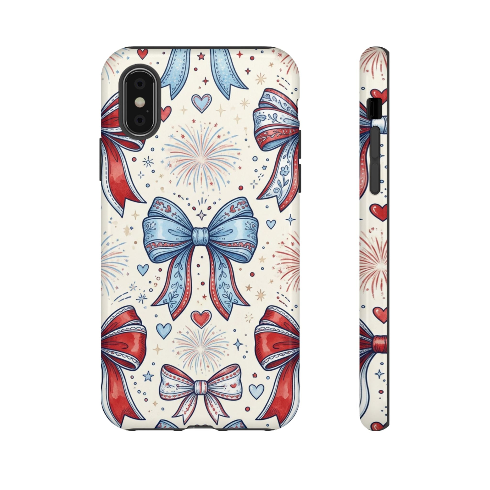 Patriotic Coquette Bows Phone Case – Americana Ribbon & Fireworks Design Printify