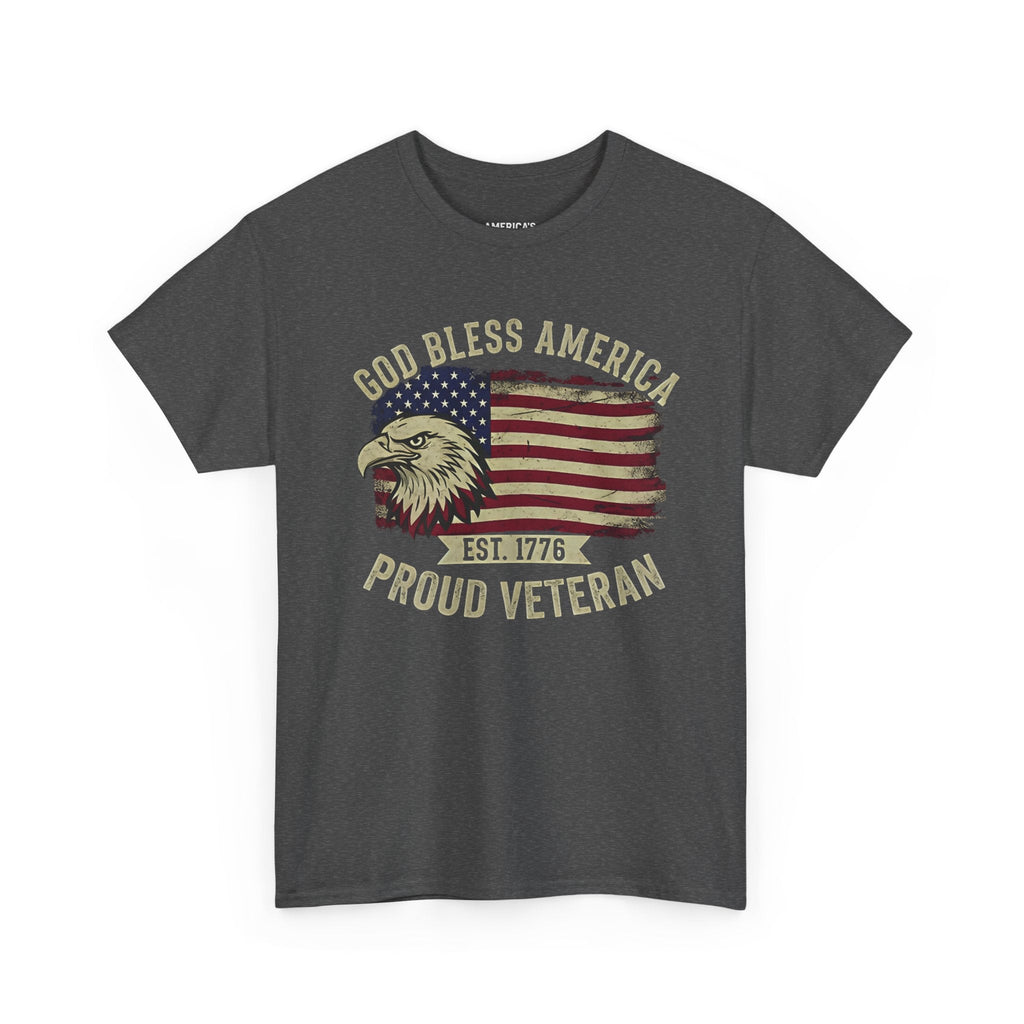 God Bless America Veterans Edition Patriotic T-Shirt – Vintage Eagle Flag Tee Printify