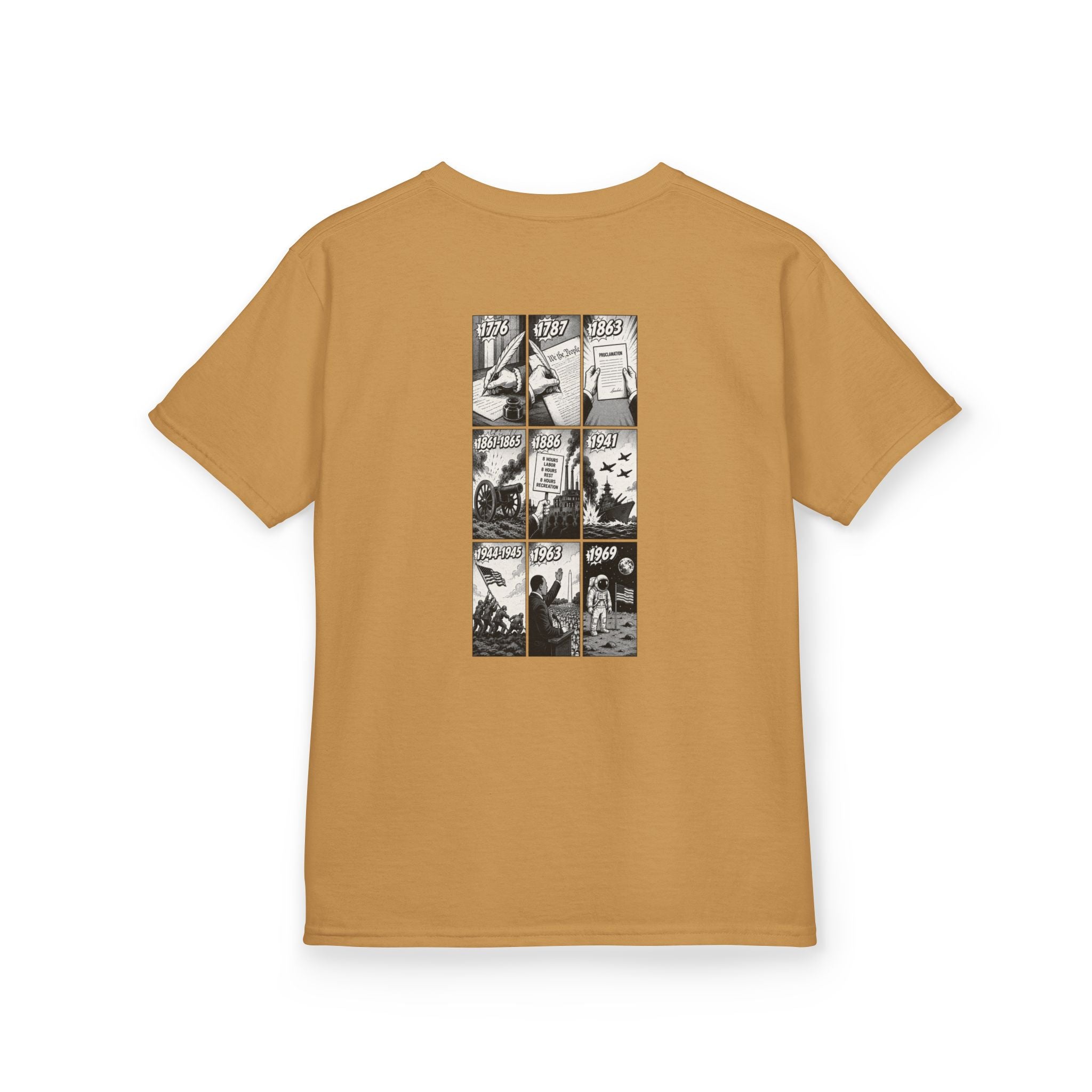 America Comic Book History Kids Tee Printify