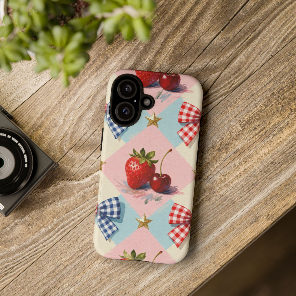 Americana Coquette Cherry Picnic Phone Case Printify