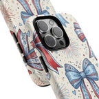 Patriotic Coquette Bows Phone Case – Americana Ribbon & Fireworks Design Printify