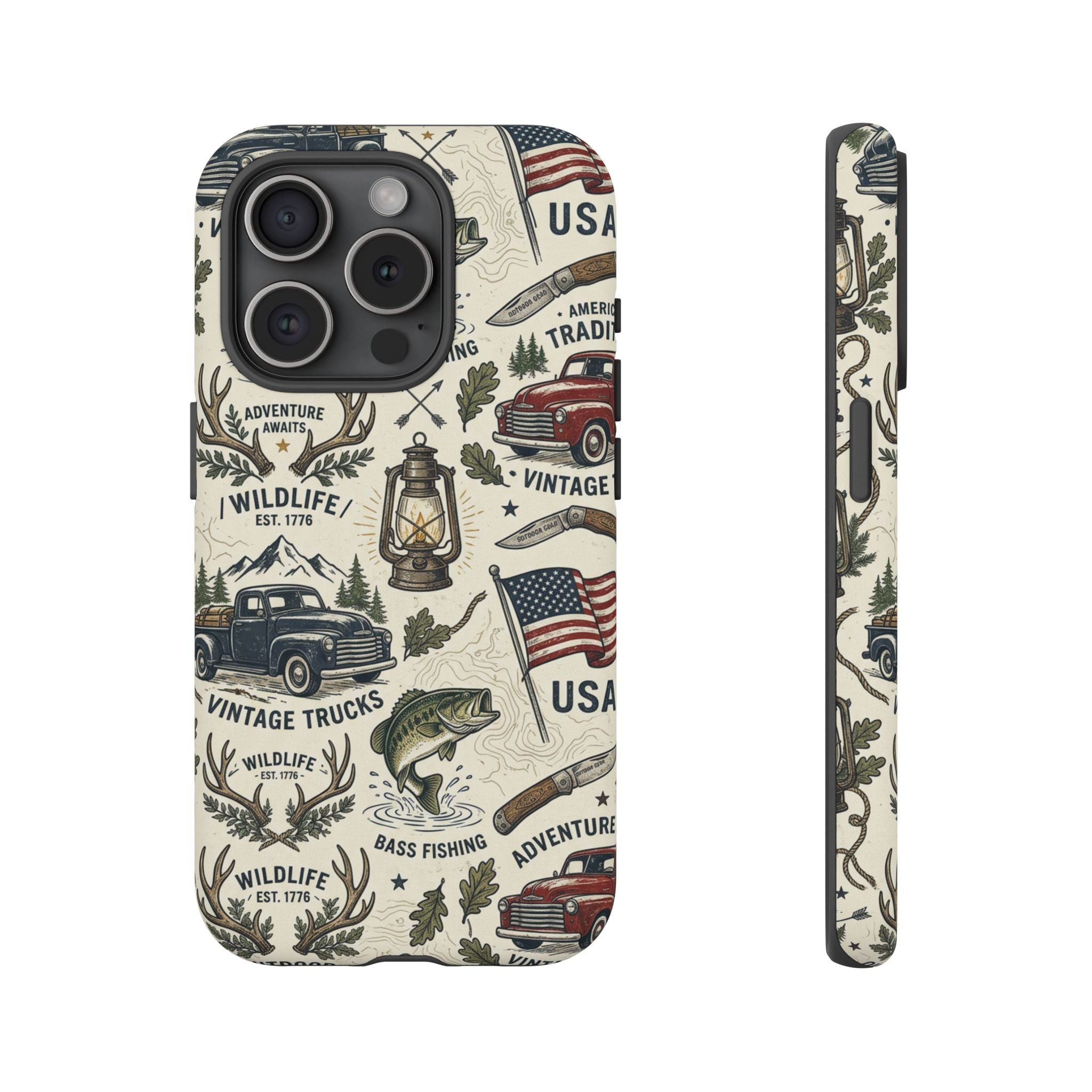 Patriotic Outdoors Phone Case – Bass Fishing & Vintage Americana Case Printify