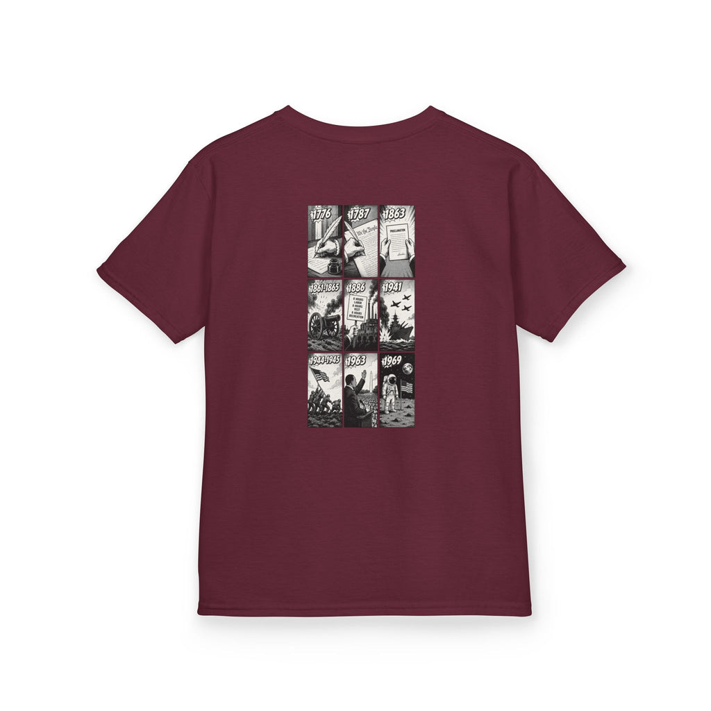 America Comic Book History Kids Tee Printify