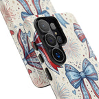 Patriotic Coquette Bows Phone Case – Americana Ribbon & Fireworks Design Printify