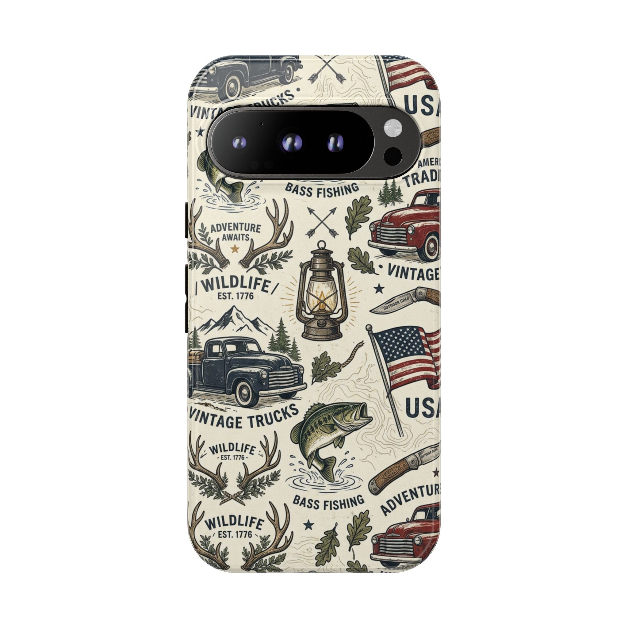 Patriotic Outdoors Phone Case – Bass Fishing & Vintage Americana Case Printify