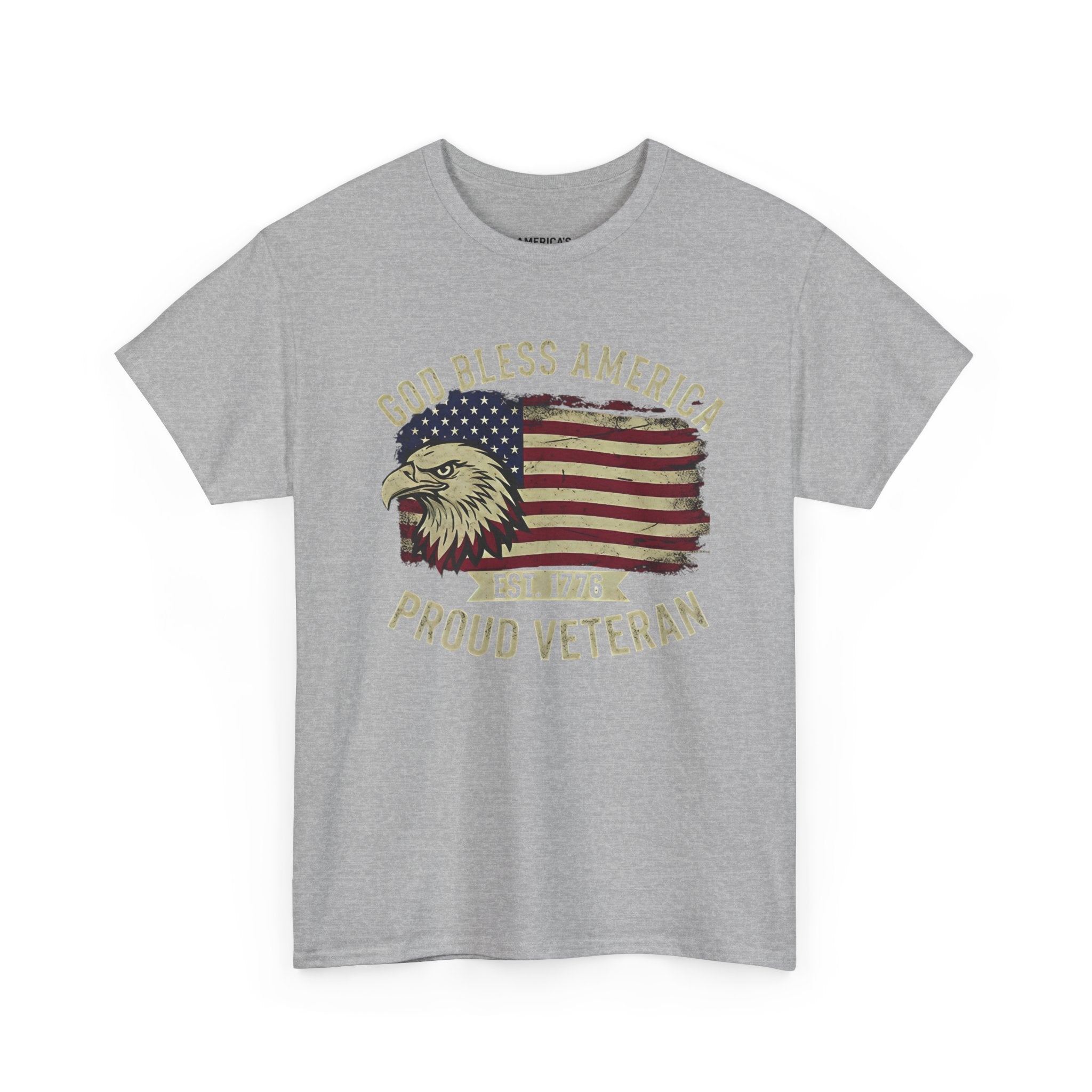 God Bless America Veterans Edition Patriotic T-Shirt – Vintage Eagle Flag Tee Printify