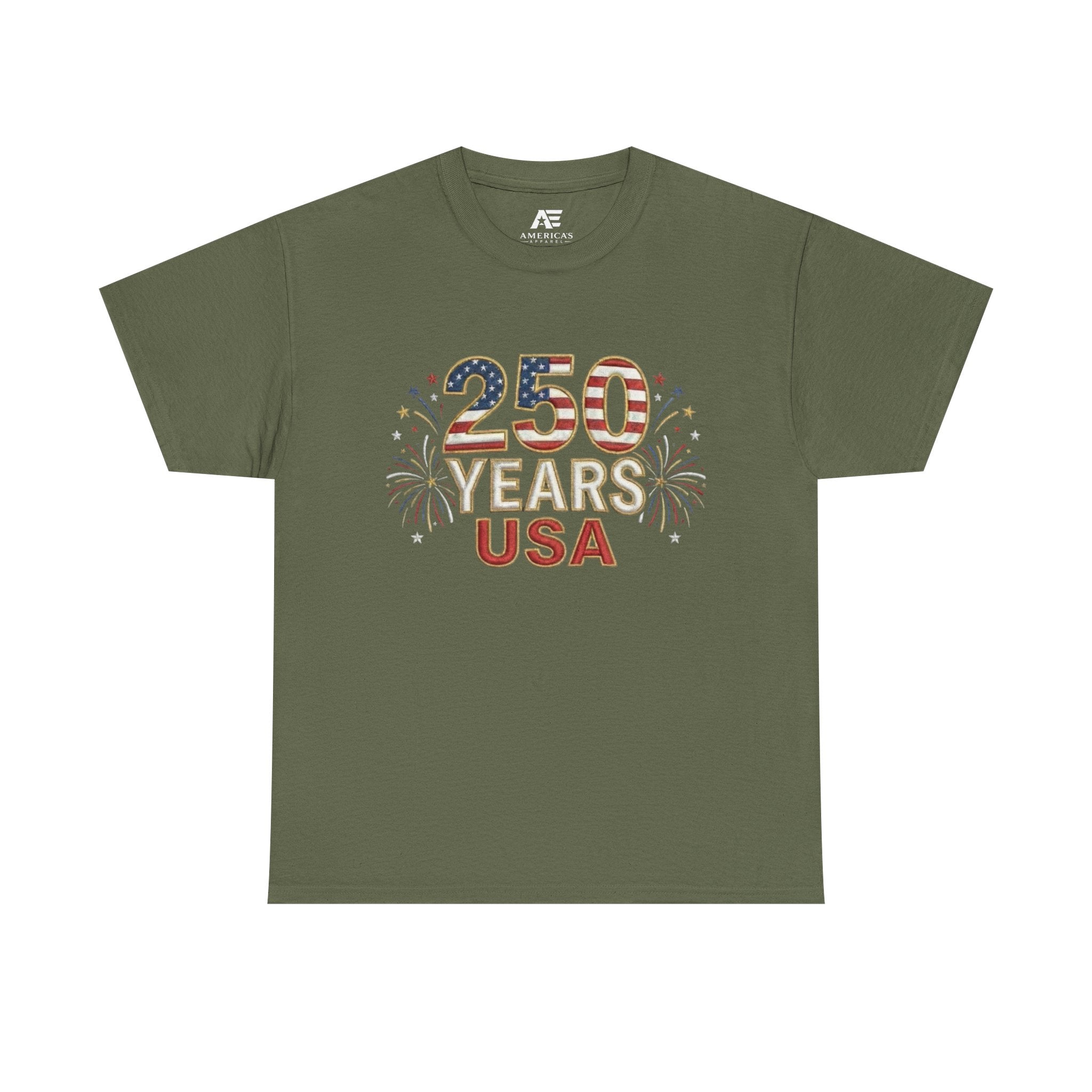 "250 YEARS" Patriotic Unisex Cotton T-Shirt – Gildan 5000 Heavy Tee