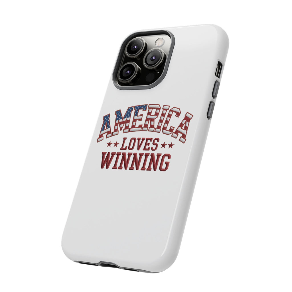 America Loves Winning Patriotic Phone Case – Tough Dual Layer iPhone & Samsung Galaxy S26 Case
