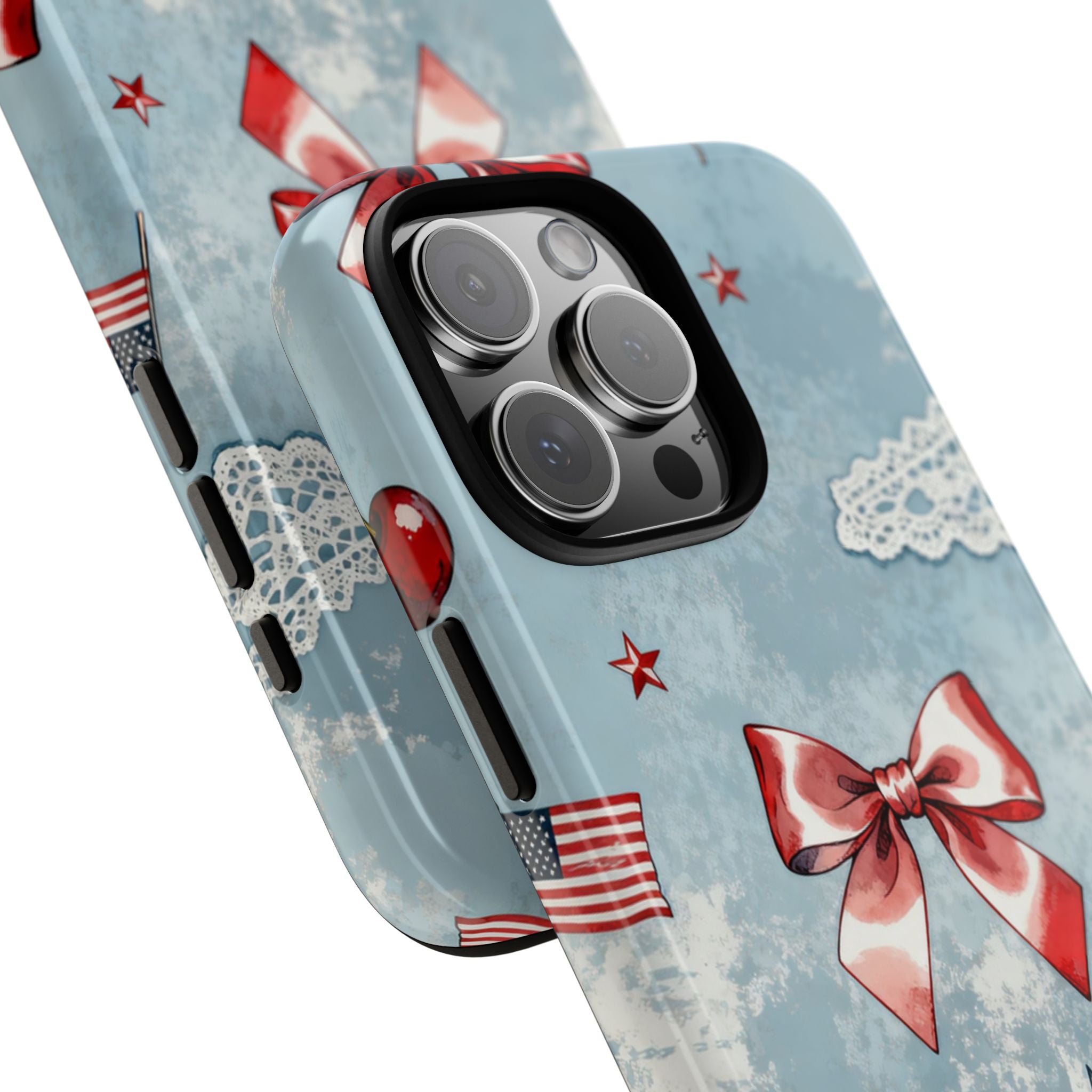 Americana Coquette Cherry Bow Phone Case Printify