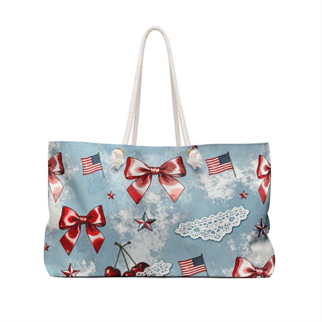Americana Bows & Cherries Weekender Tote Printify