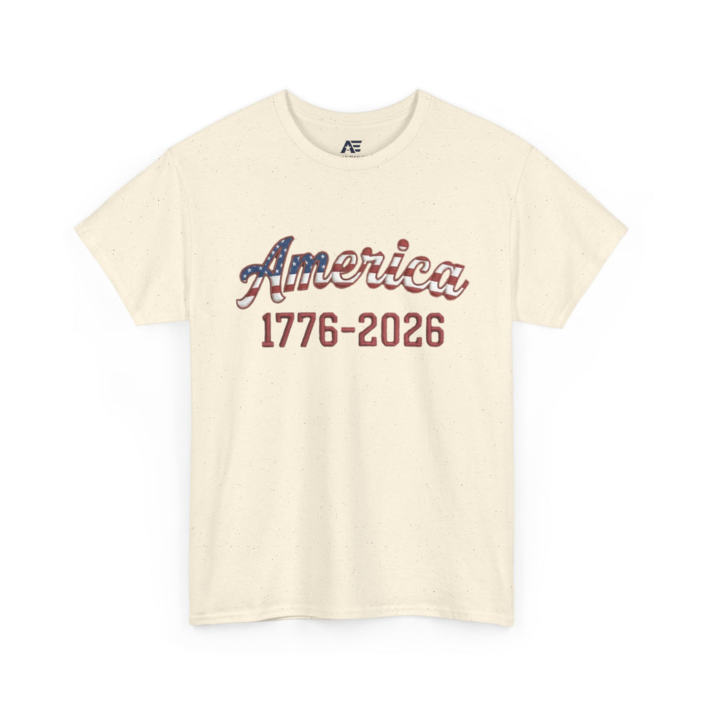 "America 1776–2026" Patriotic Unisex Cotton T-Shirt – Gildan 5000 Heavy Tee FIXED