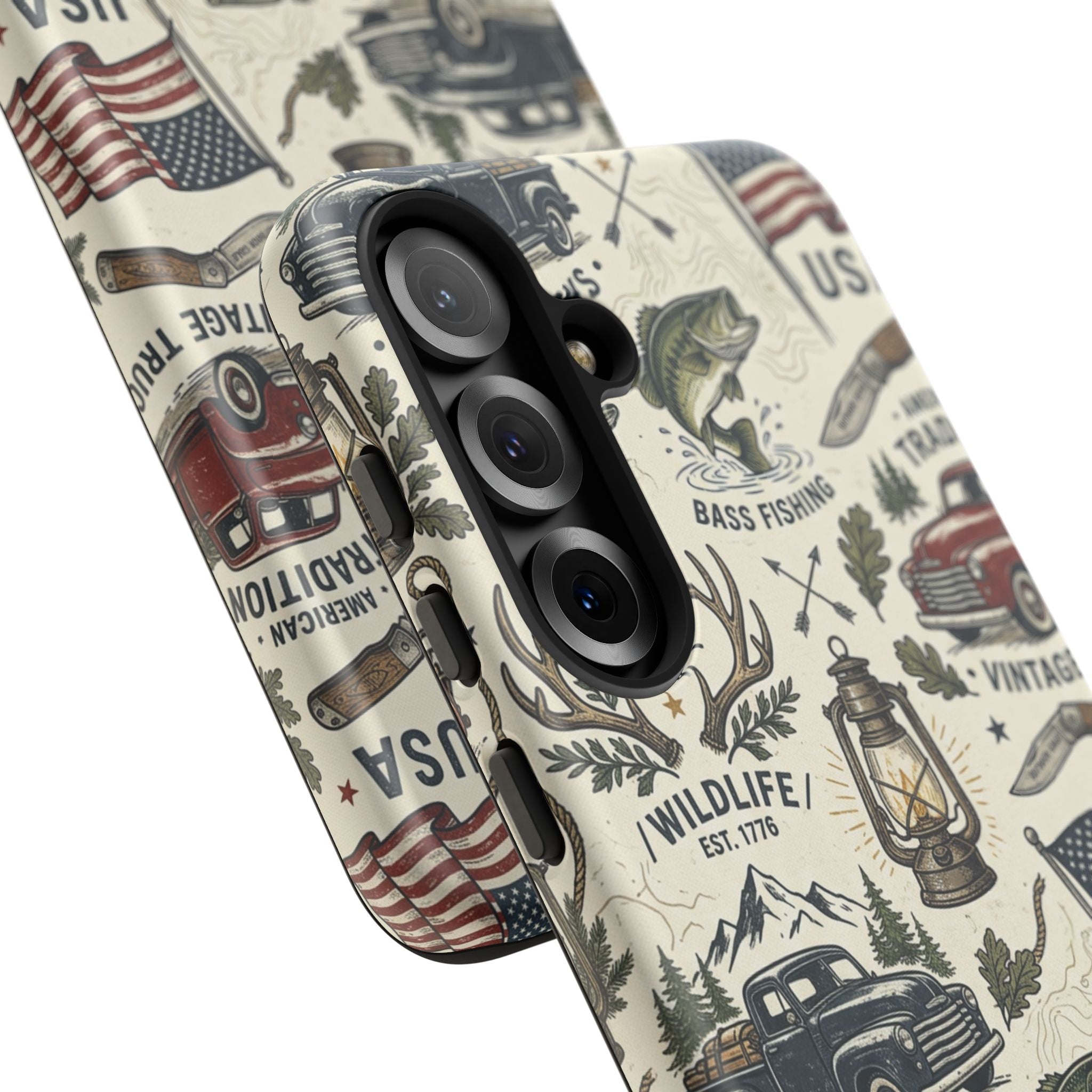 Patriotic Outdoors Phone Case – Bass Fishing & Vintage Americana Case Printify