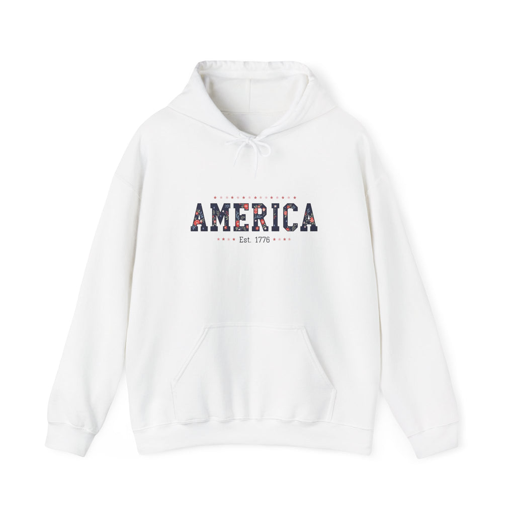 America Flower Hoodie — Floral USA Flag Sweatshirt Printify