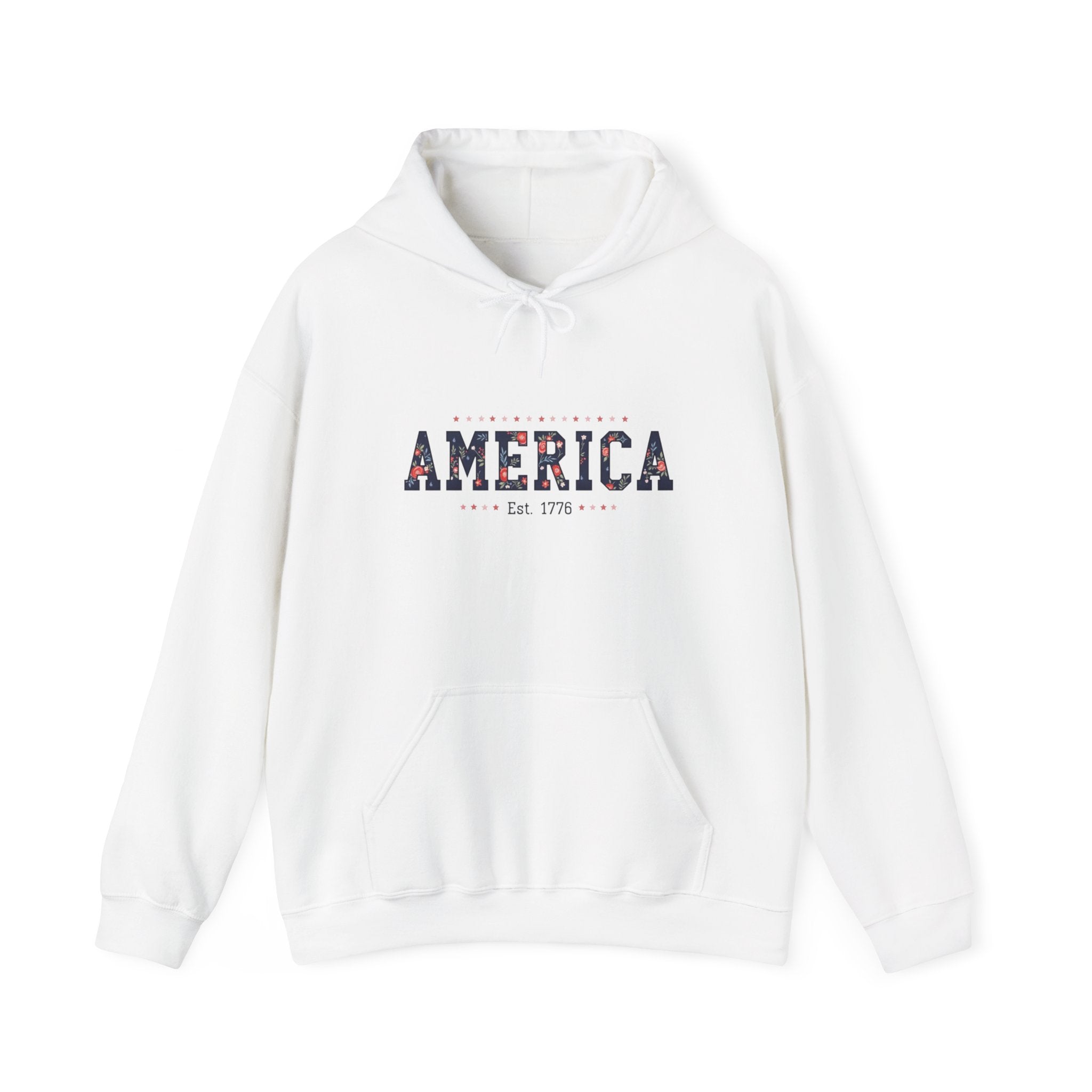 America Flower Hoodie — Floral USA Flag Sweatshirt Printify