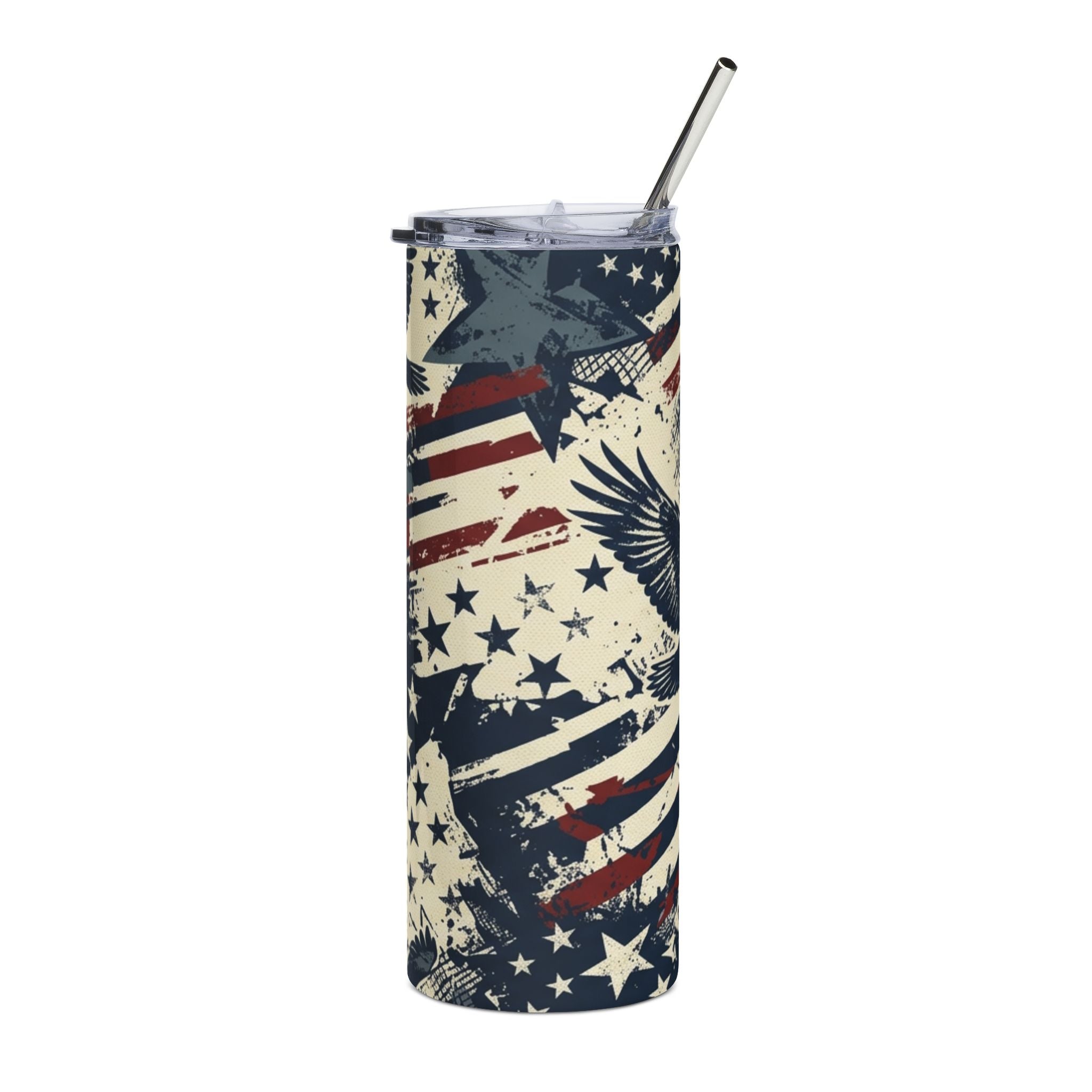 Freedom Camo Stainless Steel Tumbler — 20oz Patriotic Camo Travel Mug Printify