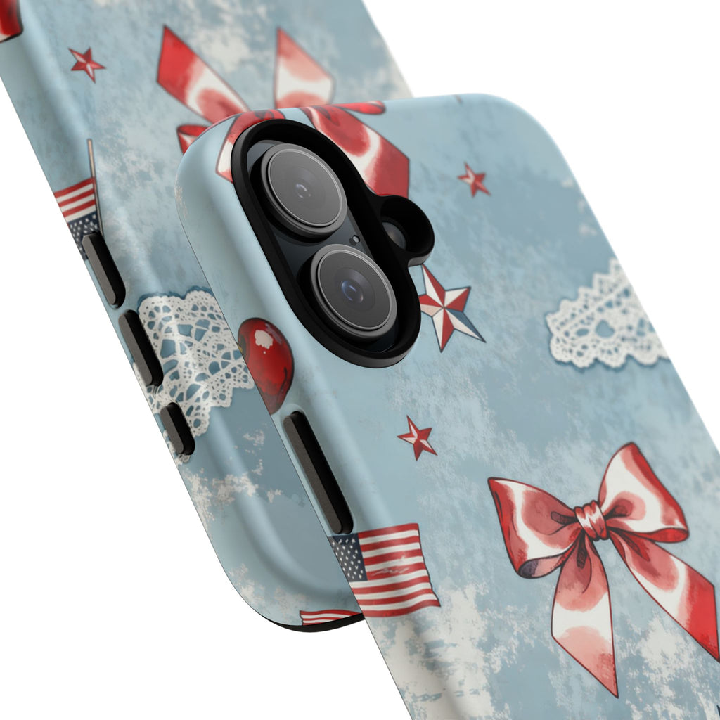 Americana Coquette Cherry Bow Phone Case Printify