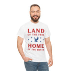 Land of the Free Home of the Brave Eagle Patriotic T-Shirt Printify