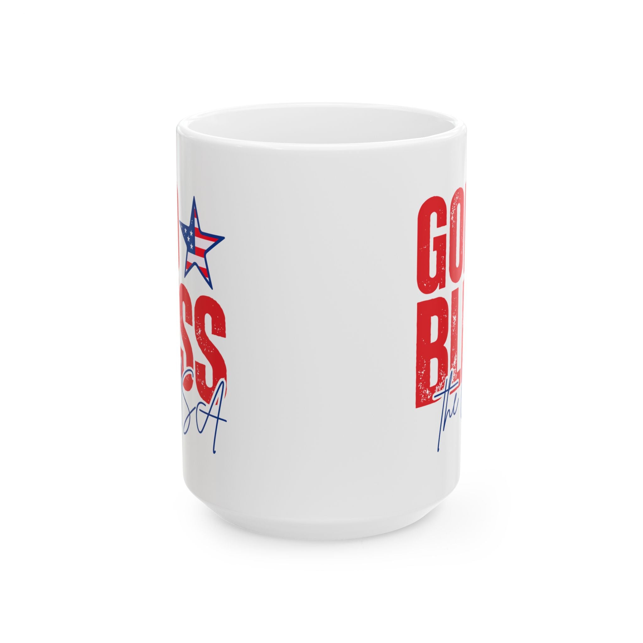 God Bless the USA Ceramic Mug — Patriotic American Flag Coffee Cup (11oz & 15oz)