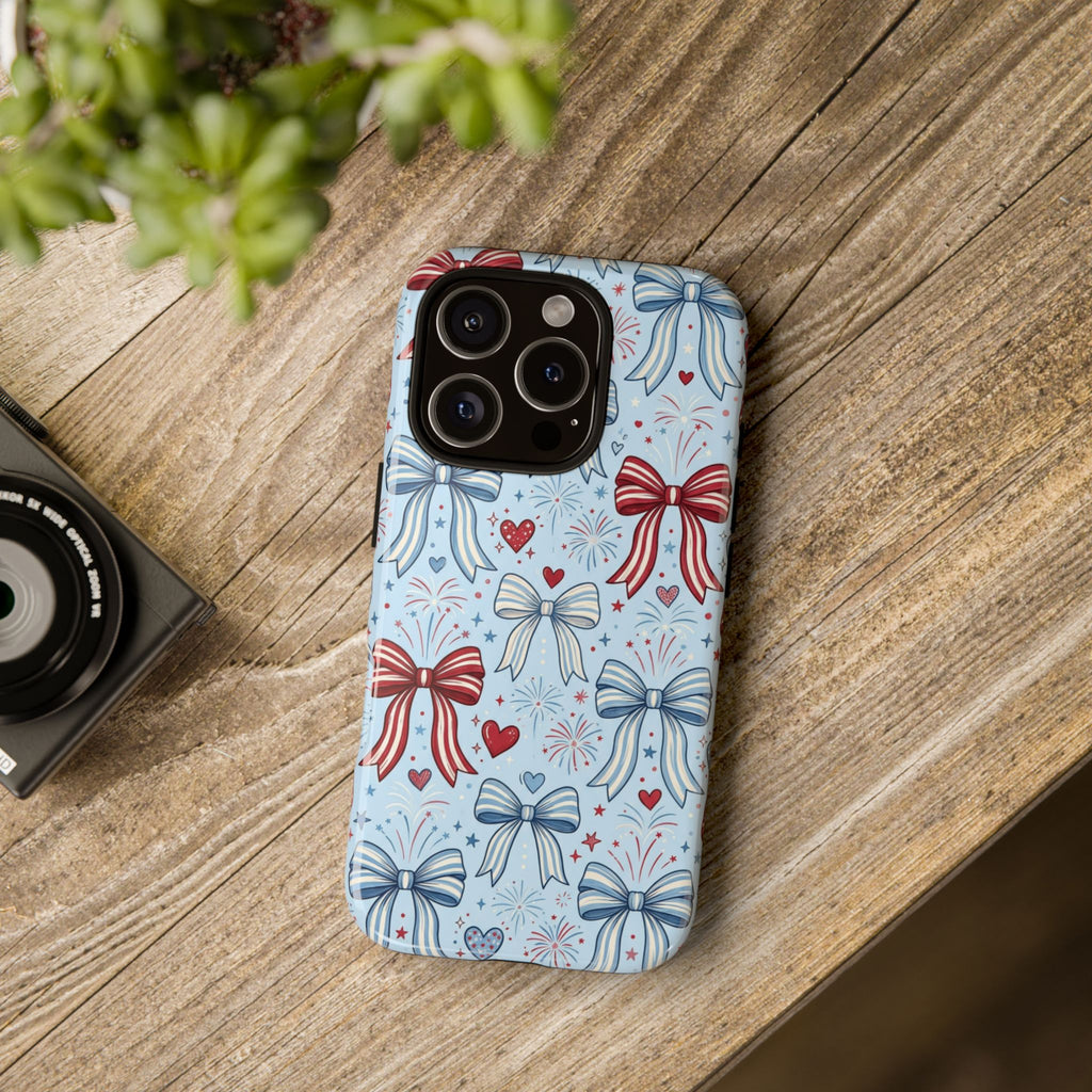 Patriotic Coquette Bows & Fireworks Phone Case Printify