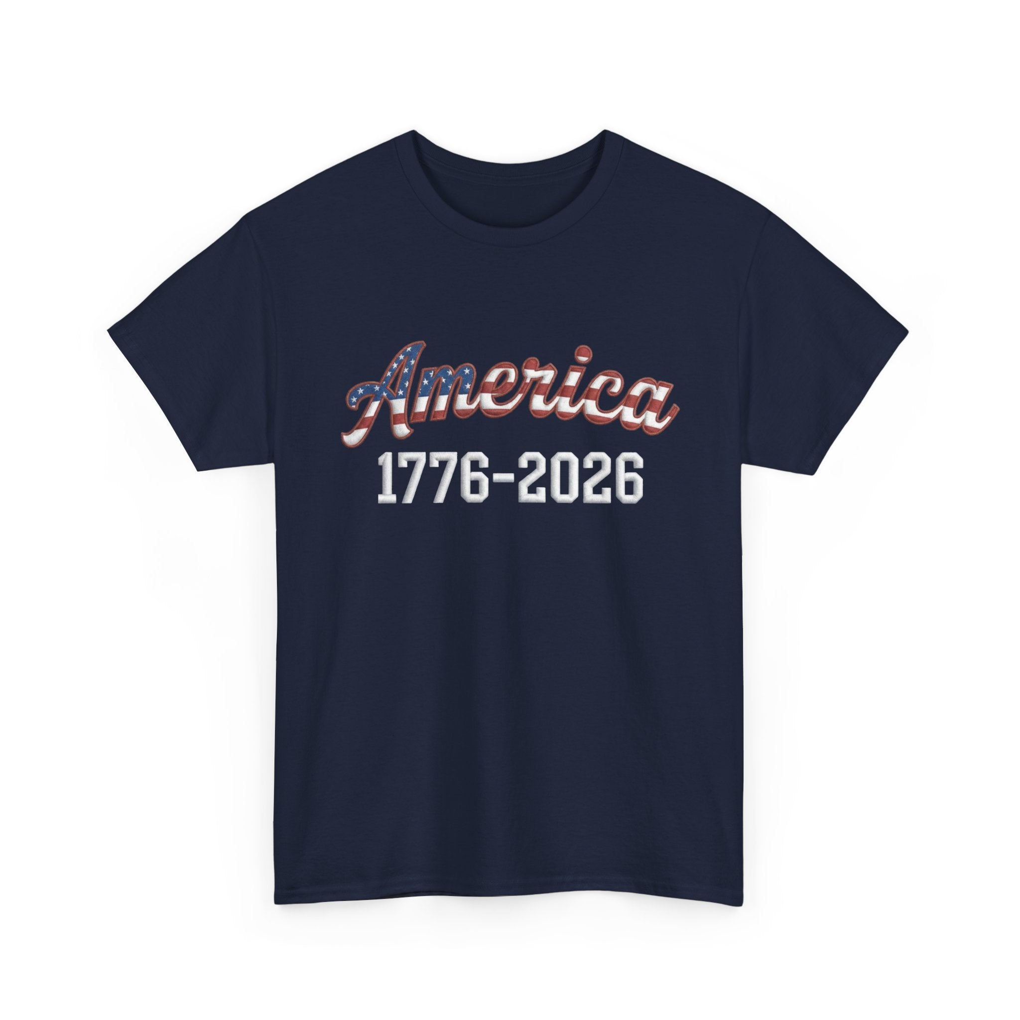 "America 1776–2026" Patriotic Unisex Cotton T-Shirt – Gildan 5000 Heavy Tee