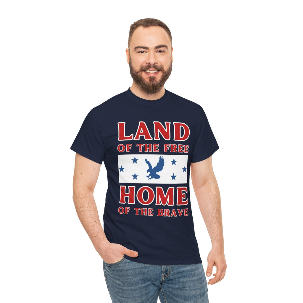 Land of the Free Home of the Brave Eagle Patriotic T-Shirt Printify