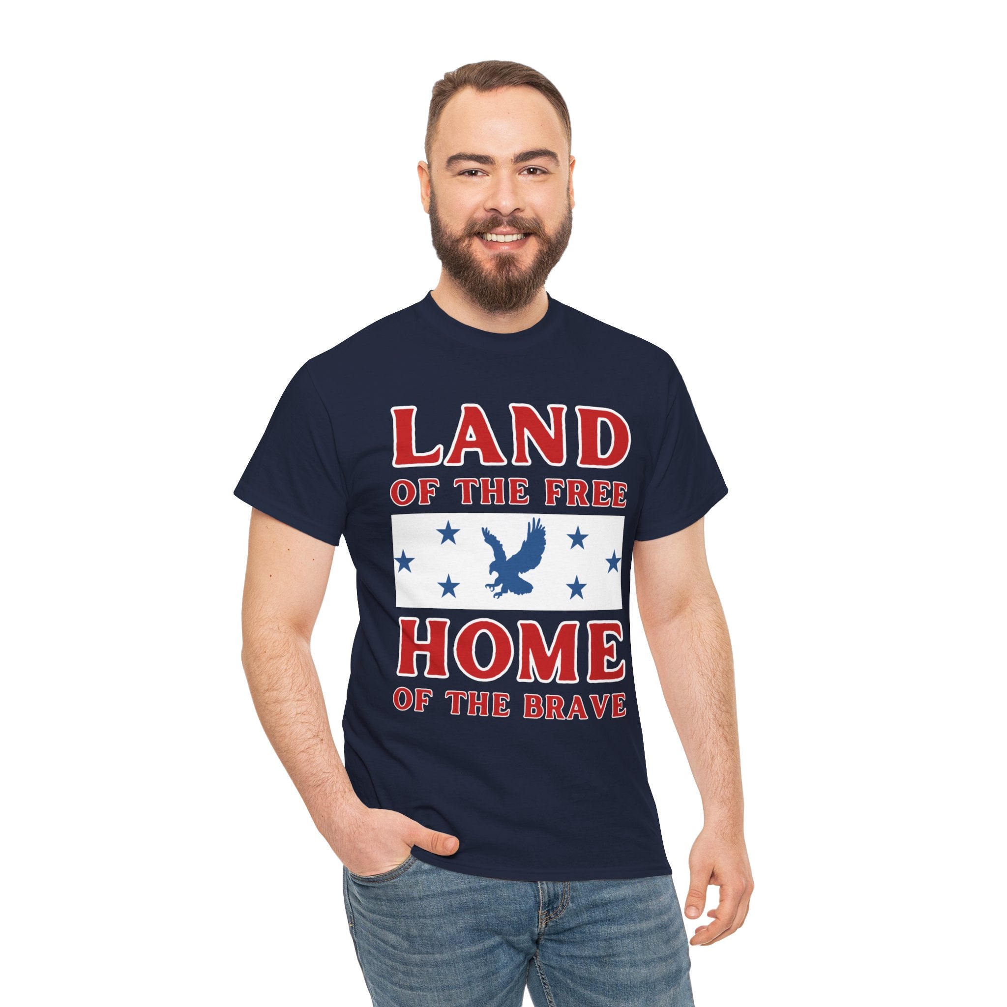 Land of the Free Home of the Brave Eagle Patriotic T-Shirt Printify