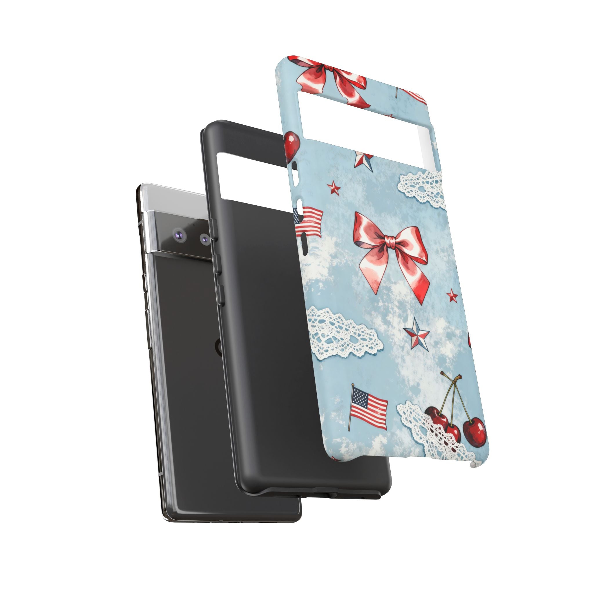 Americana Coquette Cherry Bow Phone Case Printify
