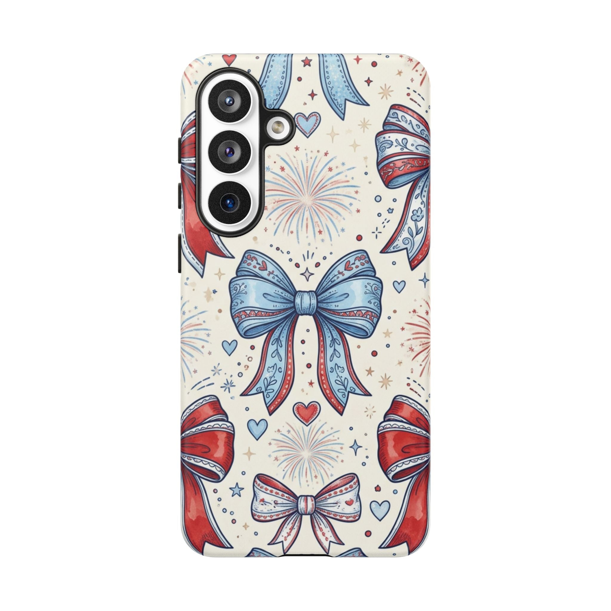 Patriotic Coquette Bows Phone Case – Americana Ribbon & Fireworks Design Printify