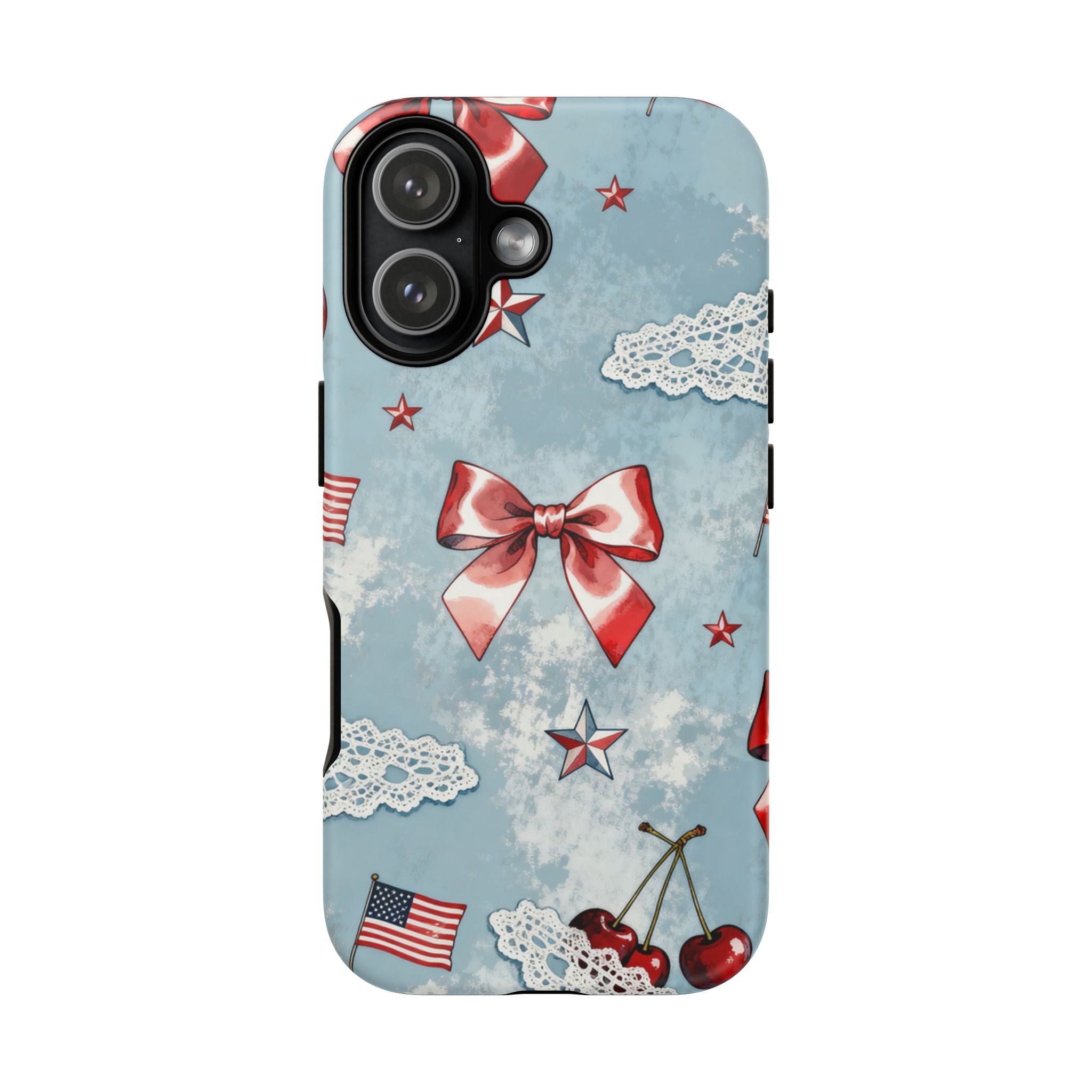 Americana Coquette Cherry Bow Phone Case Printify